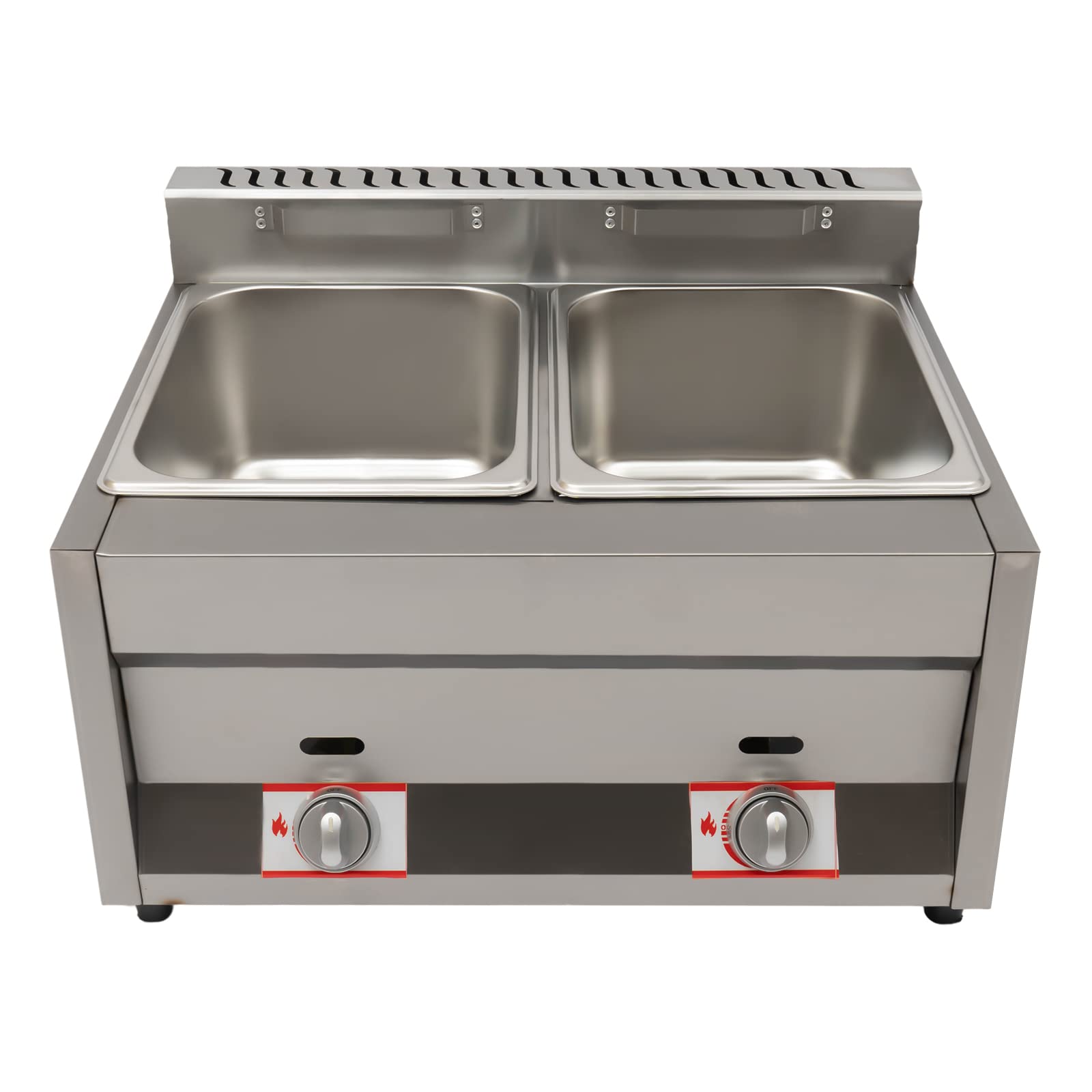 Commercial Dual Server Food Warmer - 2-Pan 400 fl oz Gas Bain Marie Buffet Countertop Steam Table with Adjustable Temperature for Restaurants, Catering & Events - Perfect for Keeping Soups, Sauces & Side Dishes Warm