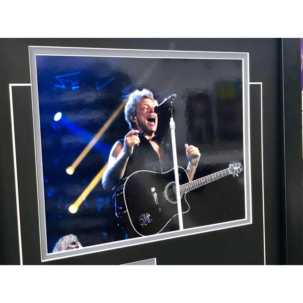 Bon Jovi Framed World Tour Backstage Pass Collage with COA - 16x26 Inch Limited Edition Concert Memorabilia - Perfect for Music Fans & Rock Decor