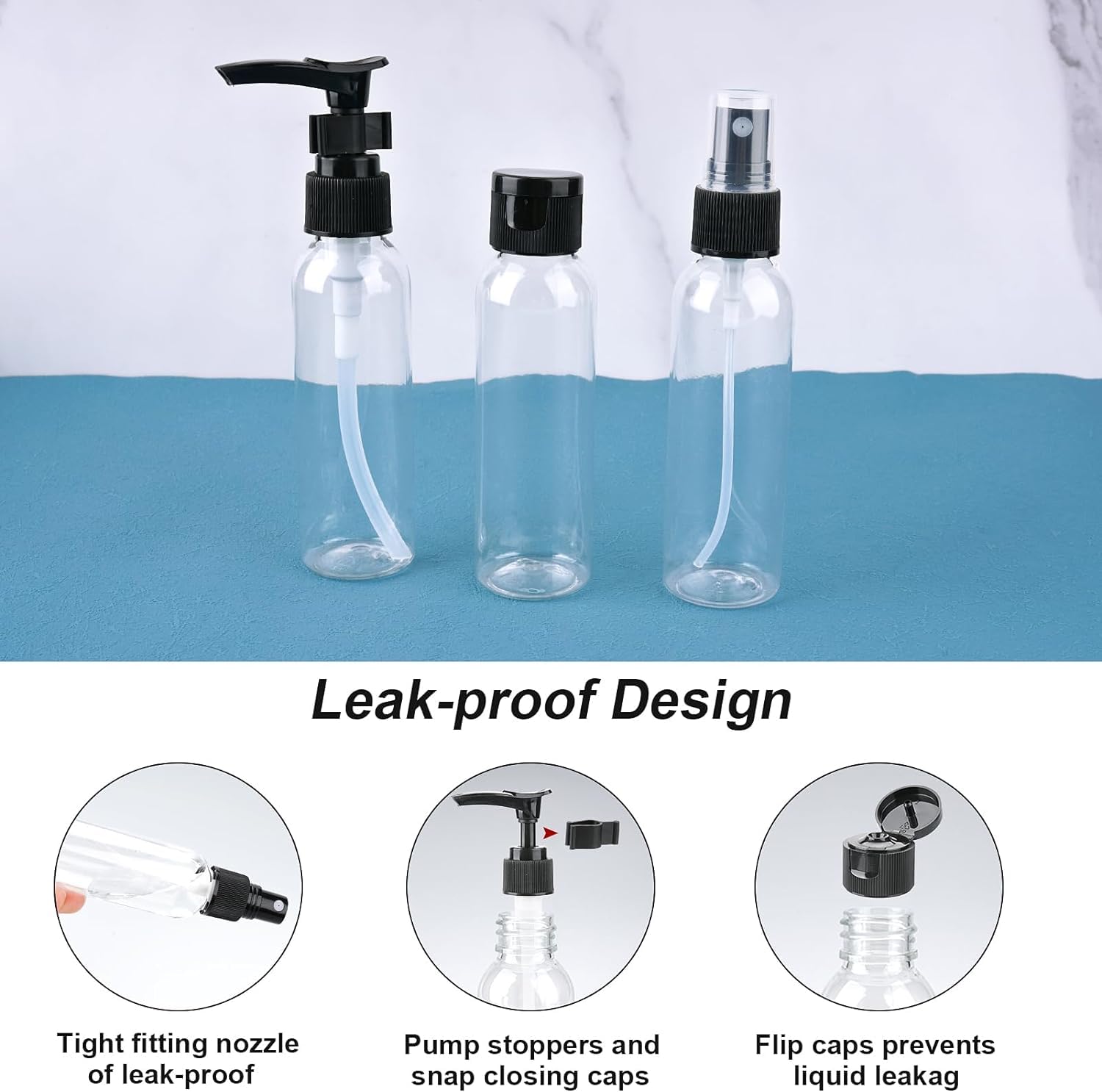 GOTTIDO 7-Piece Travel Bottle Set - Leak Proof TSA Approved Toiletry Containers with Travel Bag | Perfect for Airplane Carry-On Liquids & Toiletries | Ideal for Vacations, Business Trips & Gym Essentials