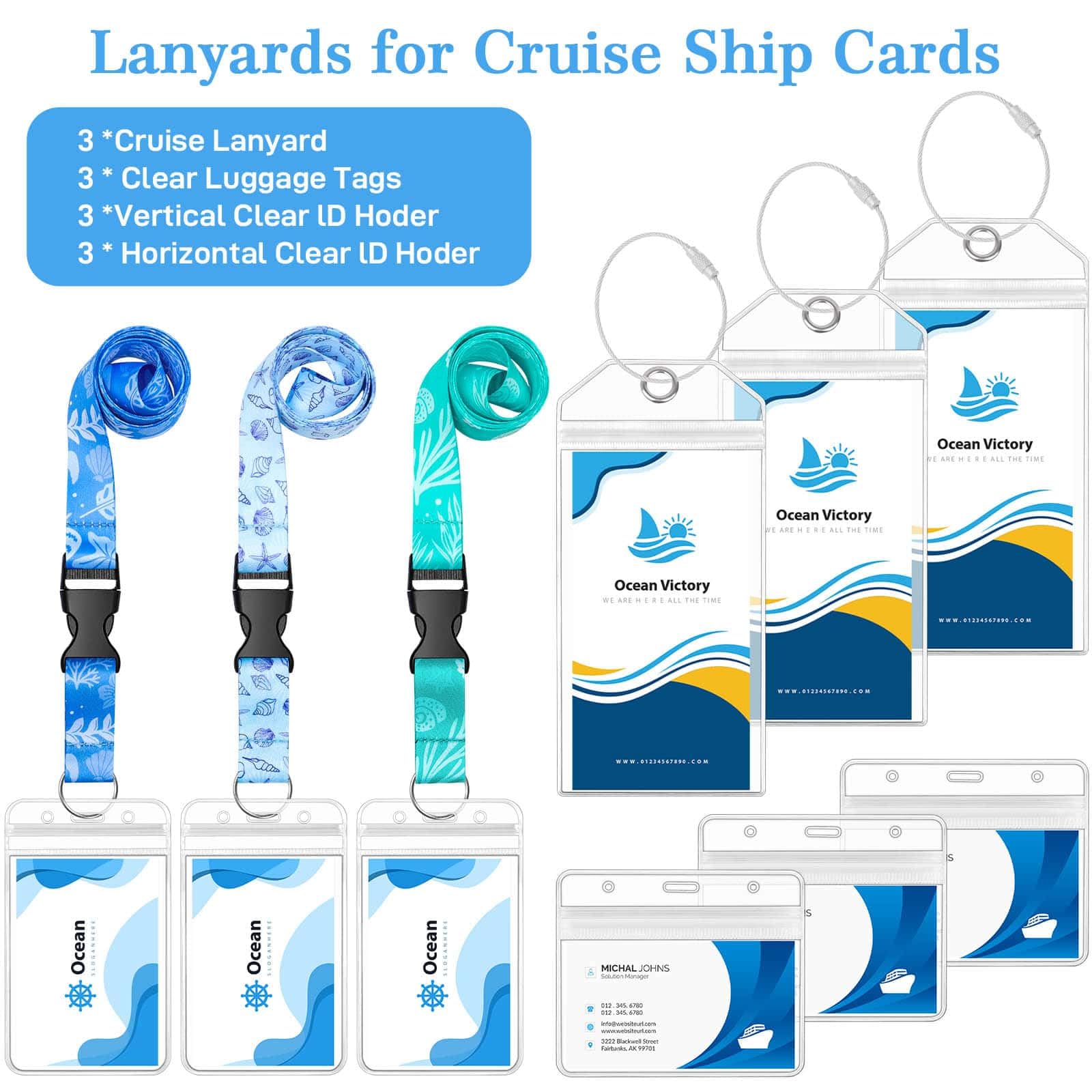 Waterproof Cruise Lanyard with Clear ID Badge Holder - Nautical Themed Ship Card Holder for SeaPass & Cruise Essentials (Perfect for Cruise Vacations, Beach Trips & Onboard Activities)
