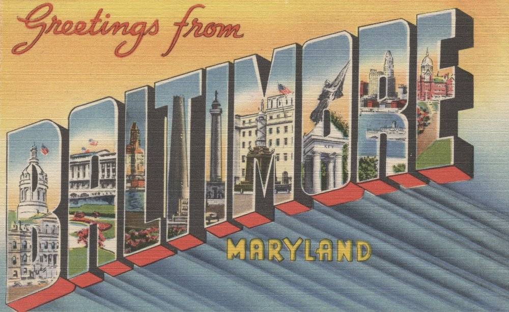 Baltimore Maryland Landscape Art Print - Yellow & Blue Signed Wall Decor Poster 24x36 - Perfect for Home, Office & Gallery Display