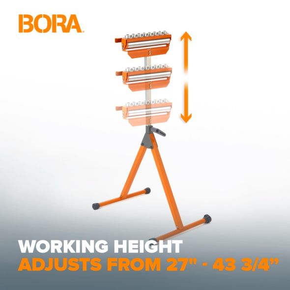 BORA A-Frame Tri-Function Pedestal Roller Stand - Heavy Duty Workbench Support for Woodworking, Metalworking & DIY Projects