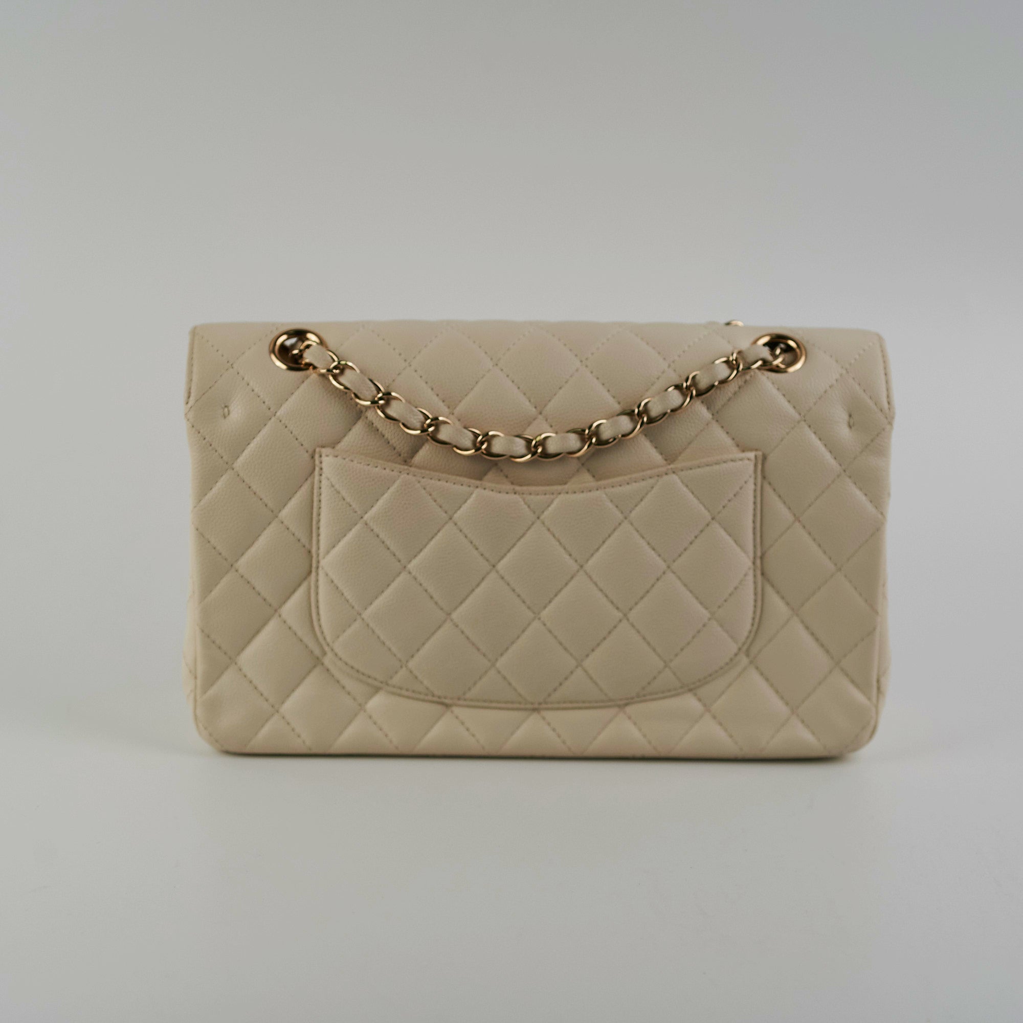 Chanel Quilted Caviar Medium/Large Double Flap Ivory Handbag - Luxury Designer Crossbody Bag for Women, Perfect for Date Night & Special Occasions