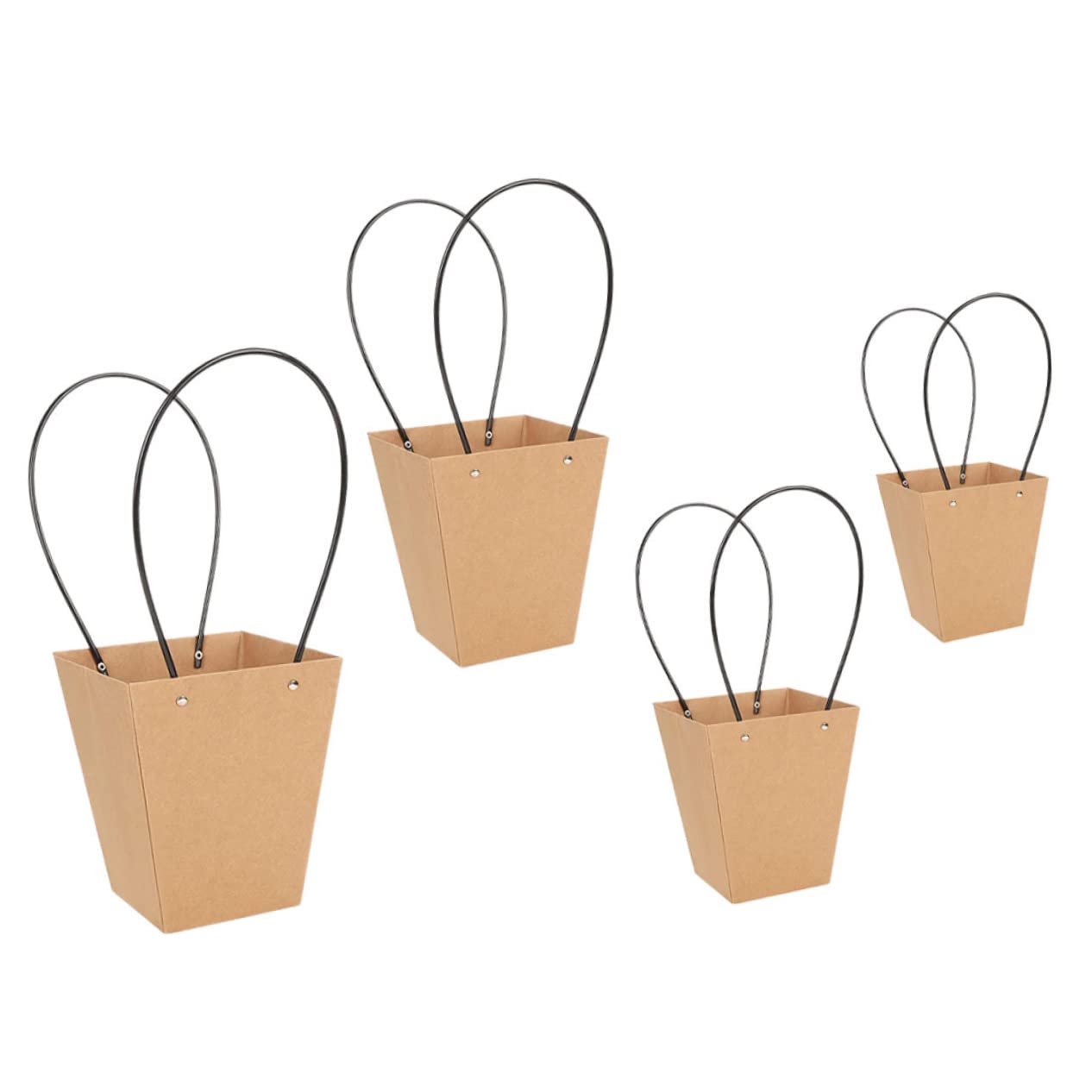 20 Pack Brown Kraft Paper Flower Bags with Handles - Eco-Friendly Bouquet Gift Bags for Weddings, Baby Showers & Party Favors - Portable Bulk Flower Packaging
