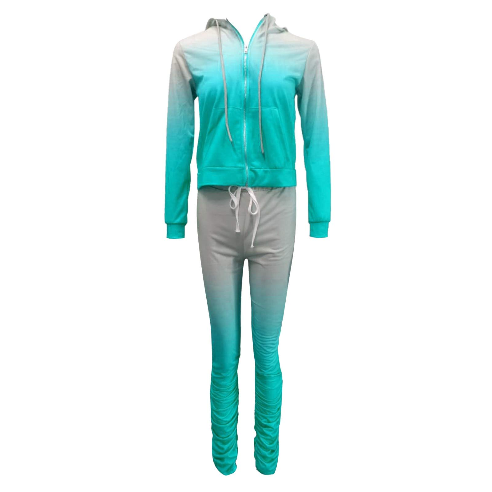 SERYU Women's Gradient Color Zipper Lounge Wear Set - Sporty Tops & Pants for Yoga, Gym, and Casual Outfits | Comfortable Activewear for Workouts and Relaxation