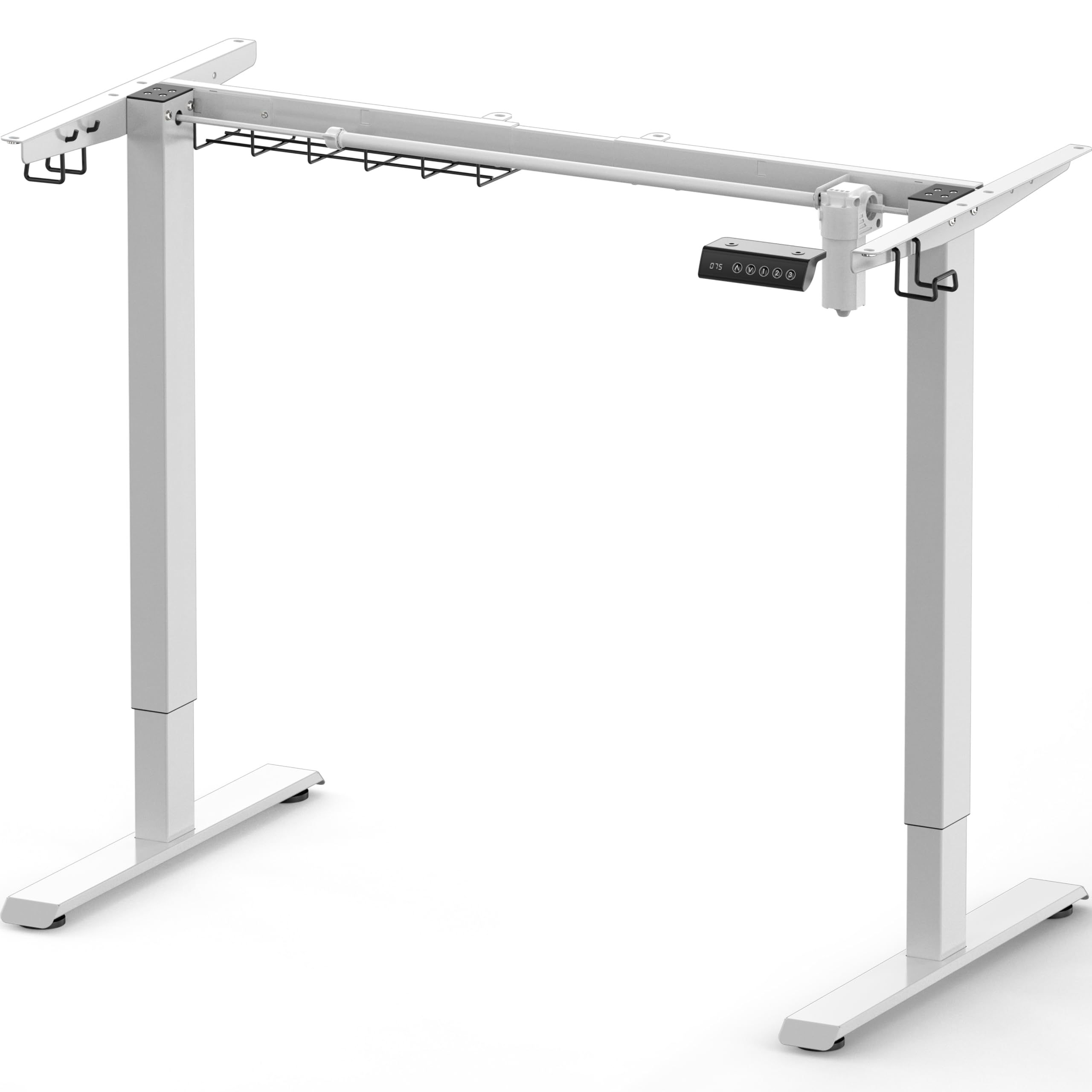 SHW Electric Stand Up Desk Frame - Adjustable Height Mobile Workstation | Ergonomic Standing Desk for Home & Office (White) | Perfect for Remote Work, Gaming & Study Setup