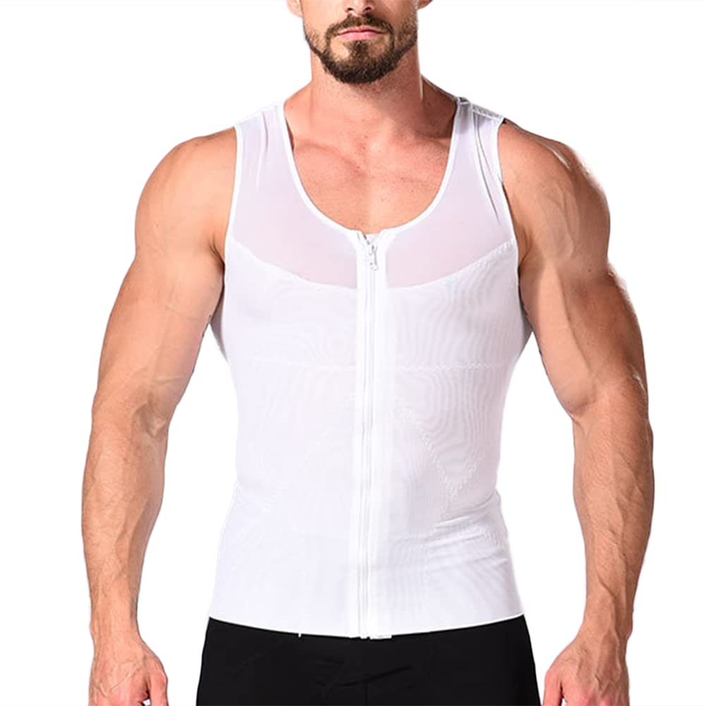 Men's Body Slimming Sleeveless Corset Vest - Breathable Mesh Shapewear with Zipper for Tummy Control & Waist Training | Perfect for Workouts, Weight Loss & Everyday Wear