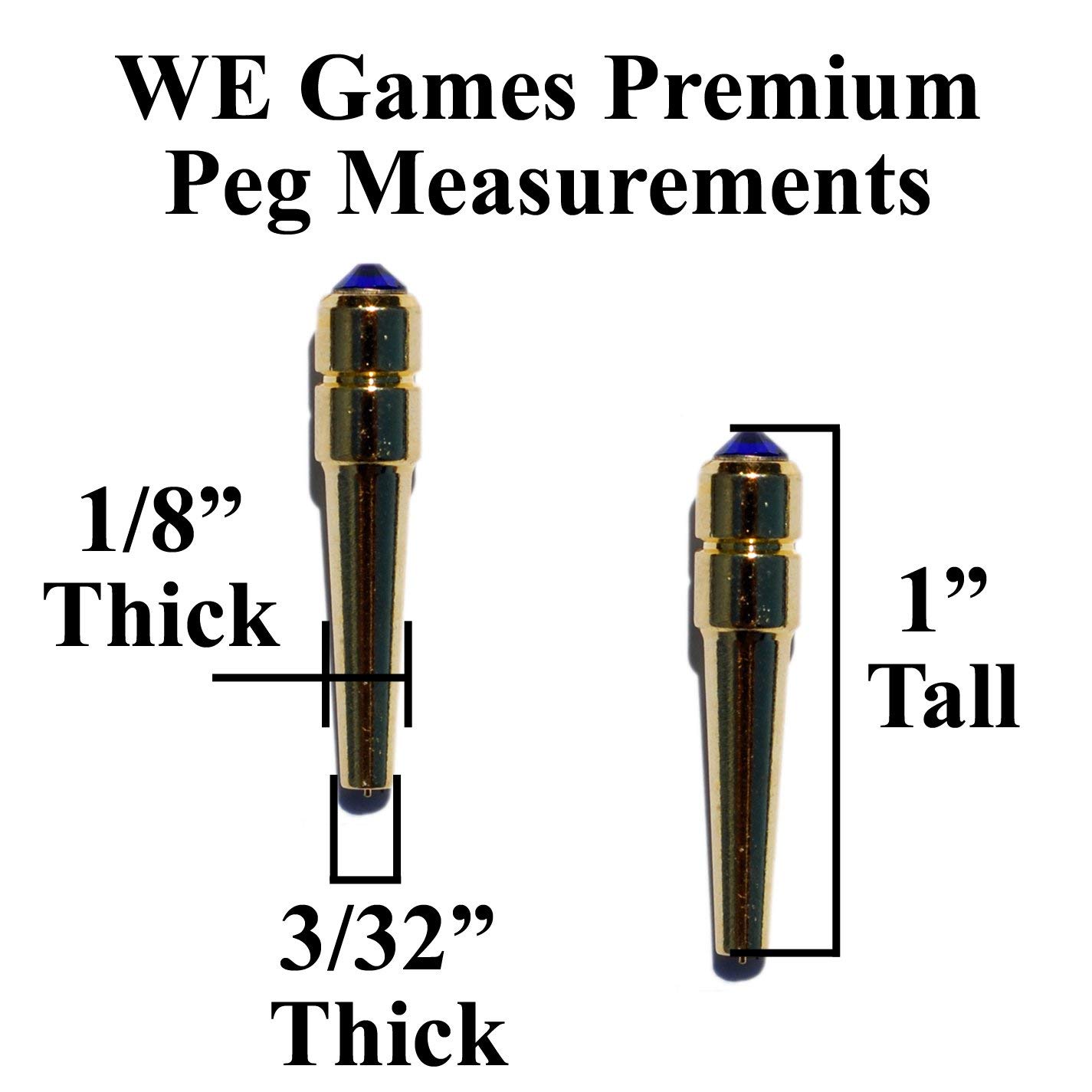 Premium WE Games Brass Cribbage Pegs with Genuine Austrian Crystals - 3-Piece Set in Sapphire Blue - Perfect for Cribbage Boards, Game Nights & Collectible Gifts