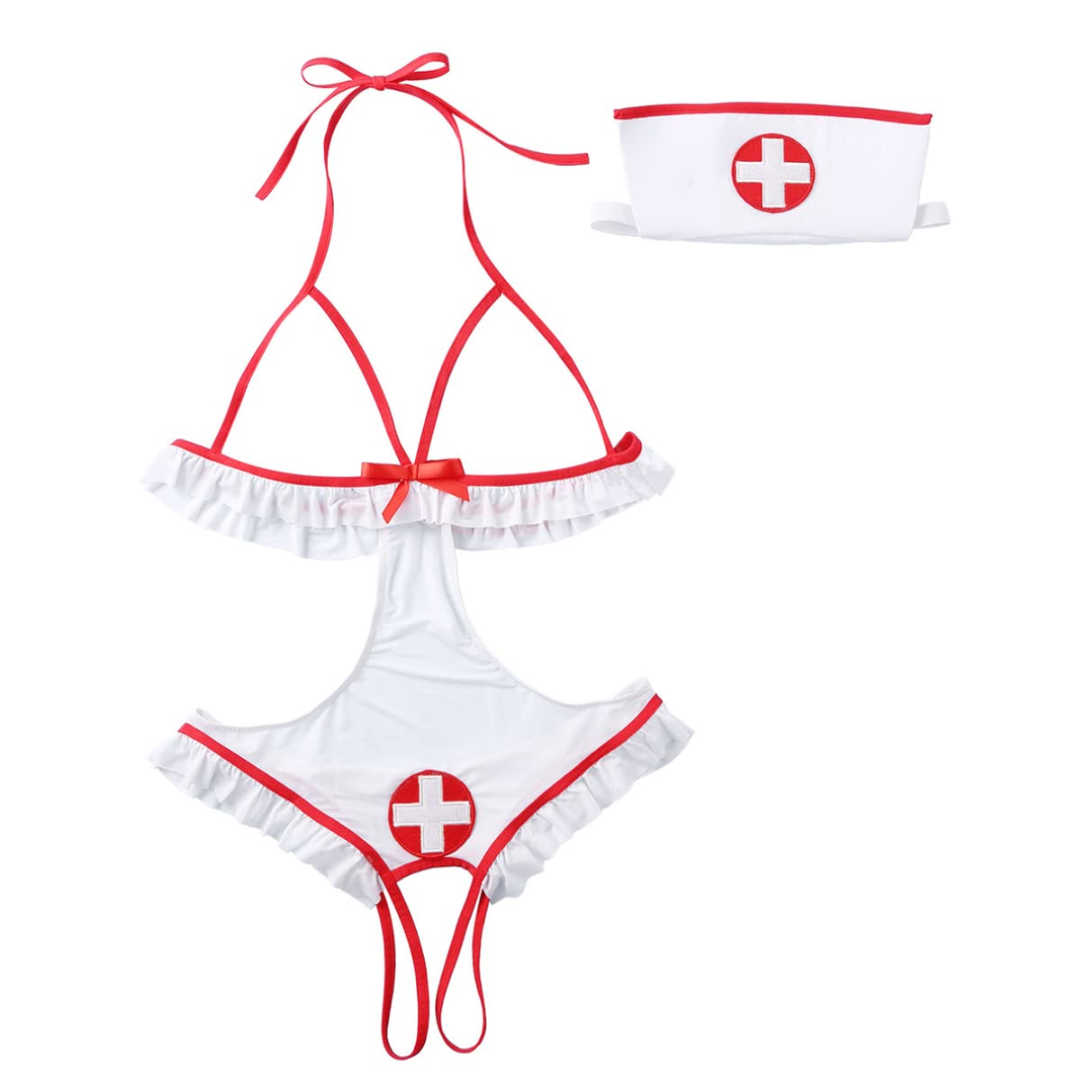 Sexy Nurse Costume for Women - Naughty Lingerie Babydoll Bodysuit with Headband | Role Play, Halloween, Cosplay & Boudoir Photography