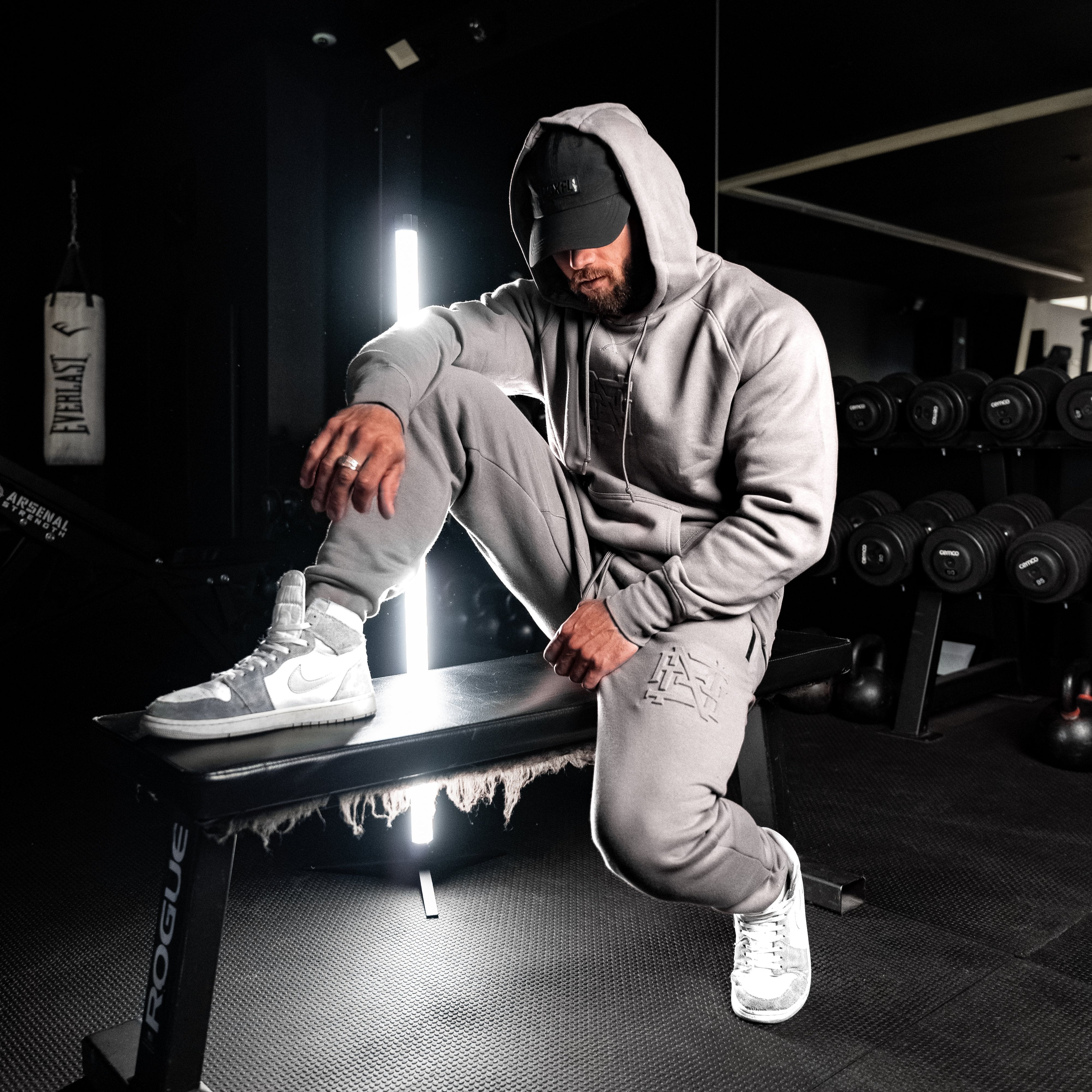 Premium Embroidered Fitted Jogger Pants for Men & Women - Soft Grey Cotton Lounge Pants for Gym, Yoga, Running & Casual Wear