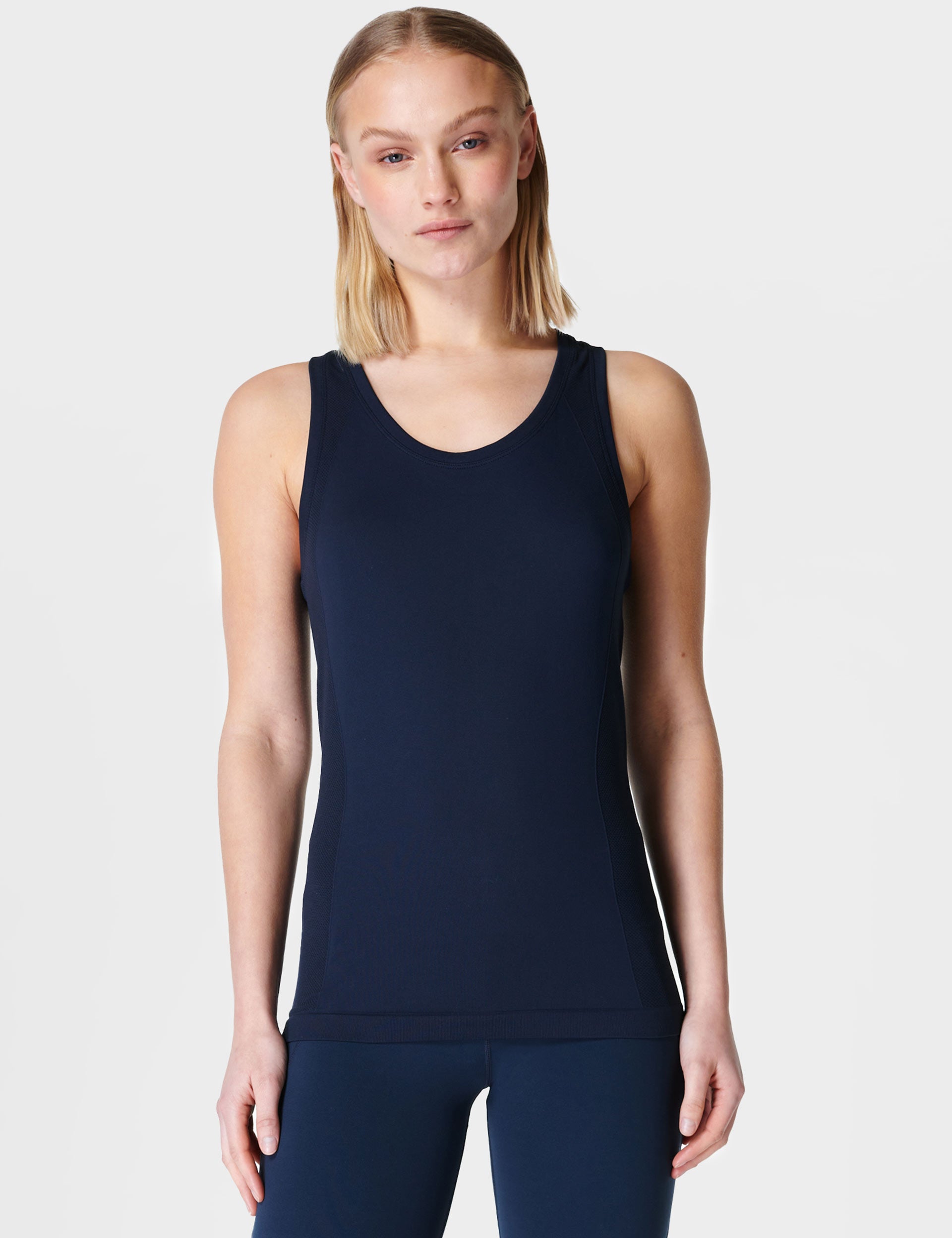 Seamless Gym Vest for Athletes - Navy Blue Workout Tank Top for Men & Women - Perfect for Running, Yoga & Fitness Training