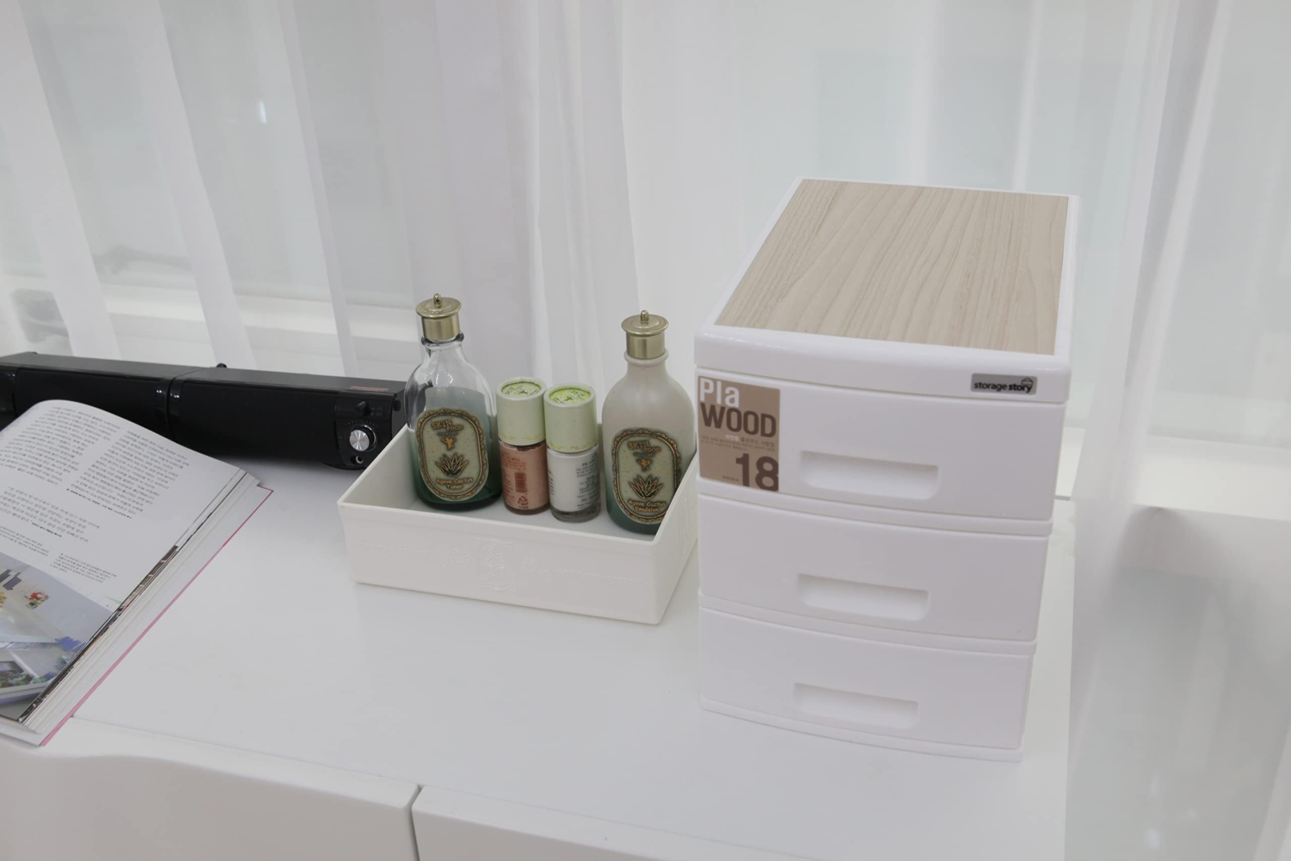 Elegant Embossed Design Organizer Tray - 2 Pack White Desktop Vanity Drawer Storage for Jewelry, Makeup & Office Supplies | Perfect for Bedroom, Bathroom & Workspace Organization
