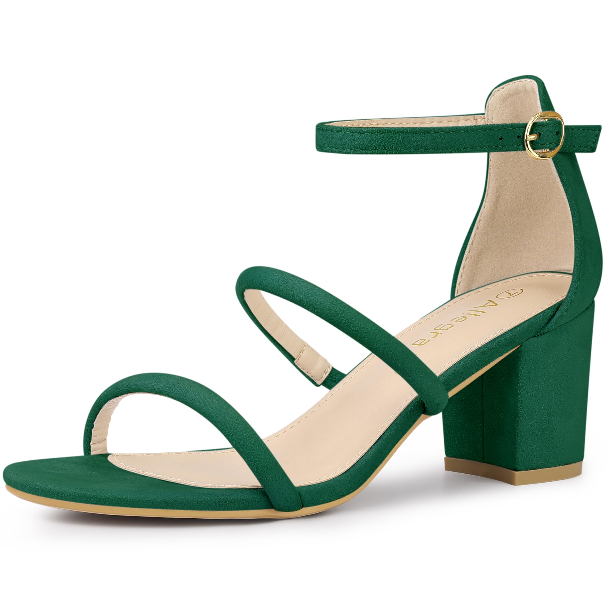Allegra K Women's Open Toe Ankle Strap Chunky Heel Sandals - Comfortable Summer Dressy Shoes for Weddings, Parties & Date Nights