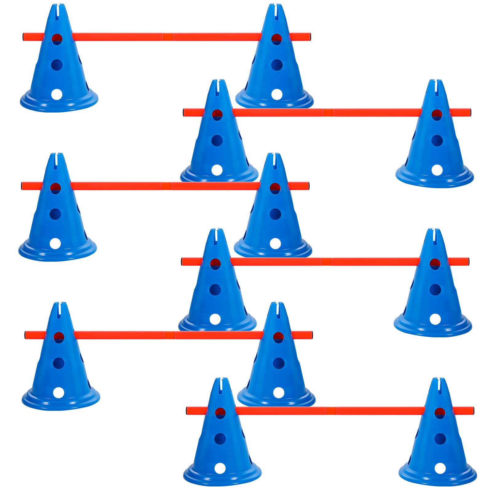 **Dog Agility Training Set - 12 Adjustable Cones & 6 Agility Rods for Backyard Obstacle Course - Blue & Orange - Perfect for Outdoor Pet Games & Exercise**    *(Ideal for backyard training, dog sports, agility competitions, and fun outdoor play with pets)*