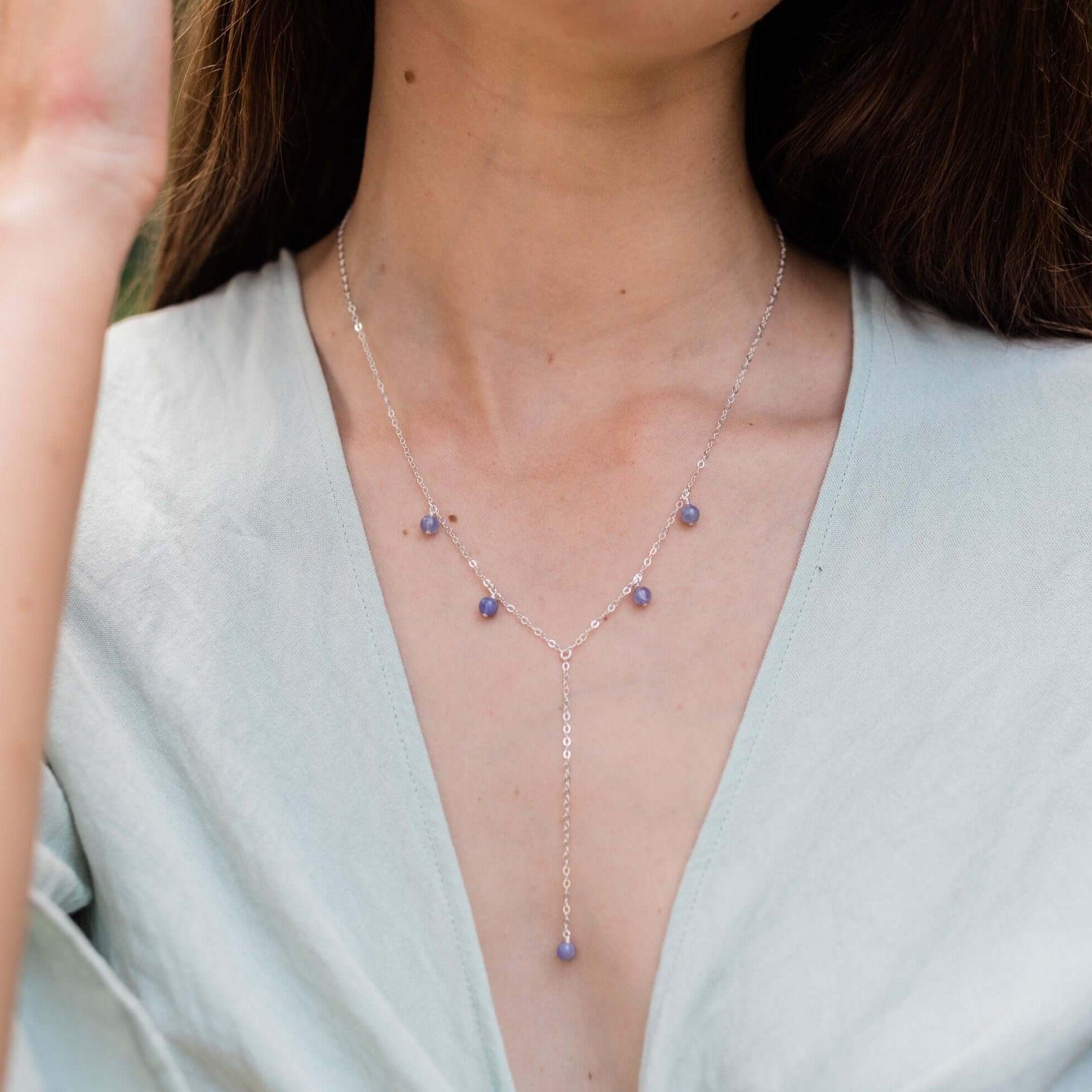 Exquisite Tanzanite Boho Lariat Necklace for Women - Handmade Bohemian Jewelry for Casual & Formal Occasions