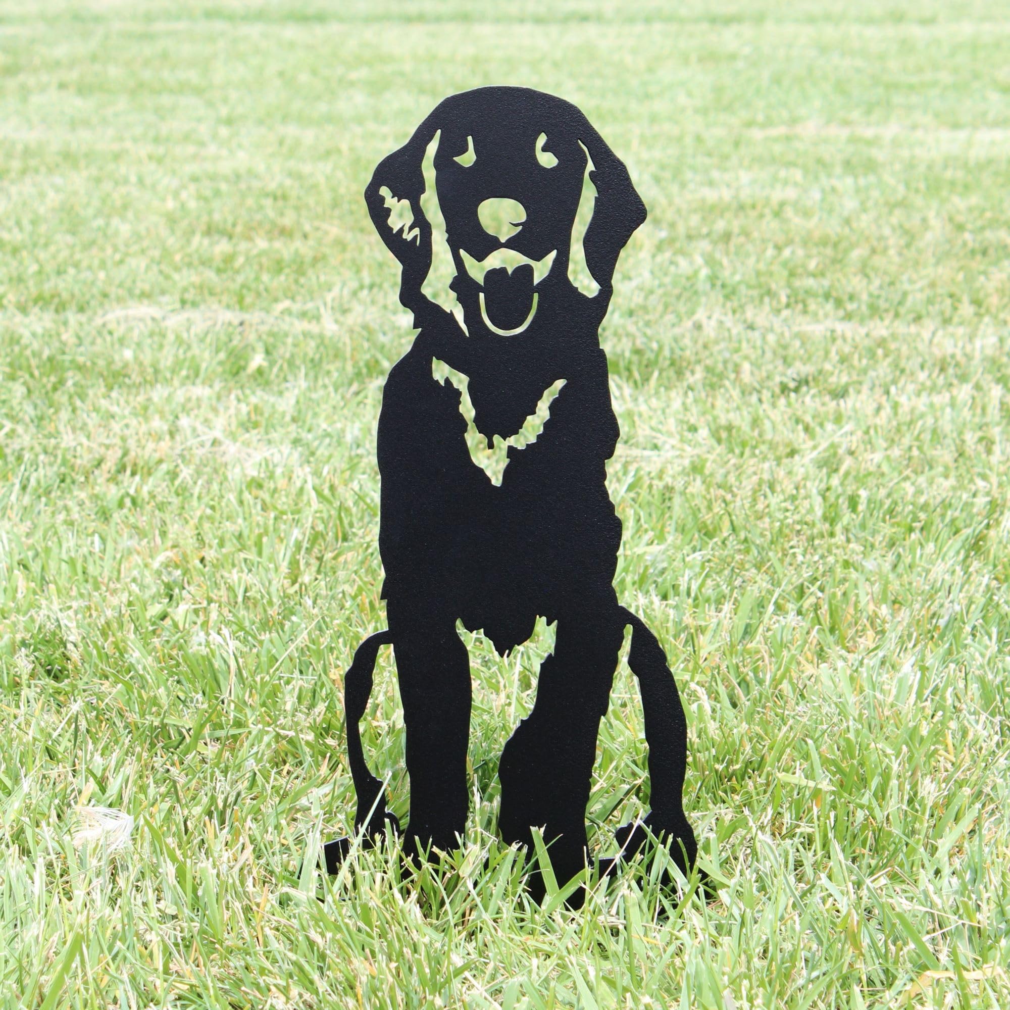 Black Powder Coated Metal Golden Retriever Dog Silhouette Yard Stake - Small Size Outdoor Garden Decoration for Lawn, Patio, and Flower Beds