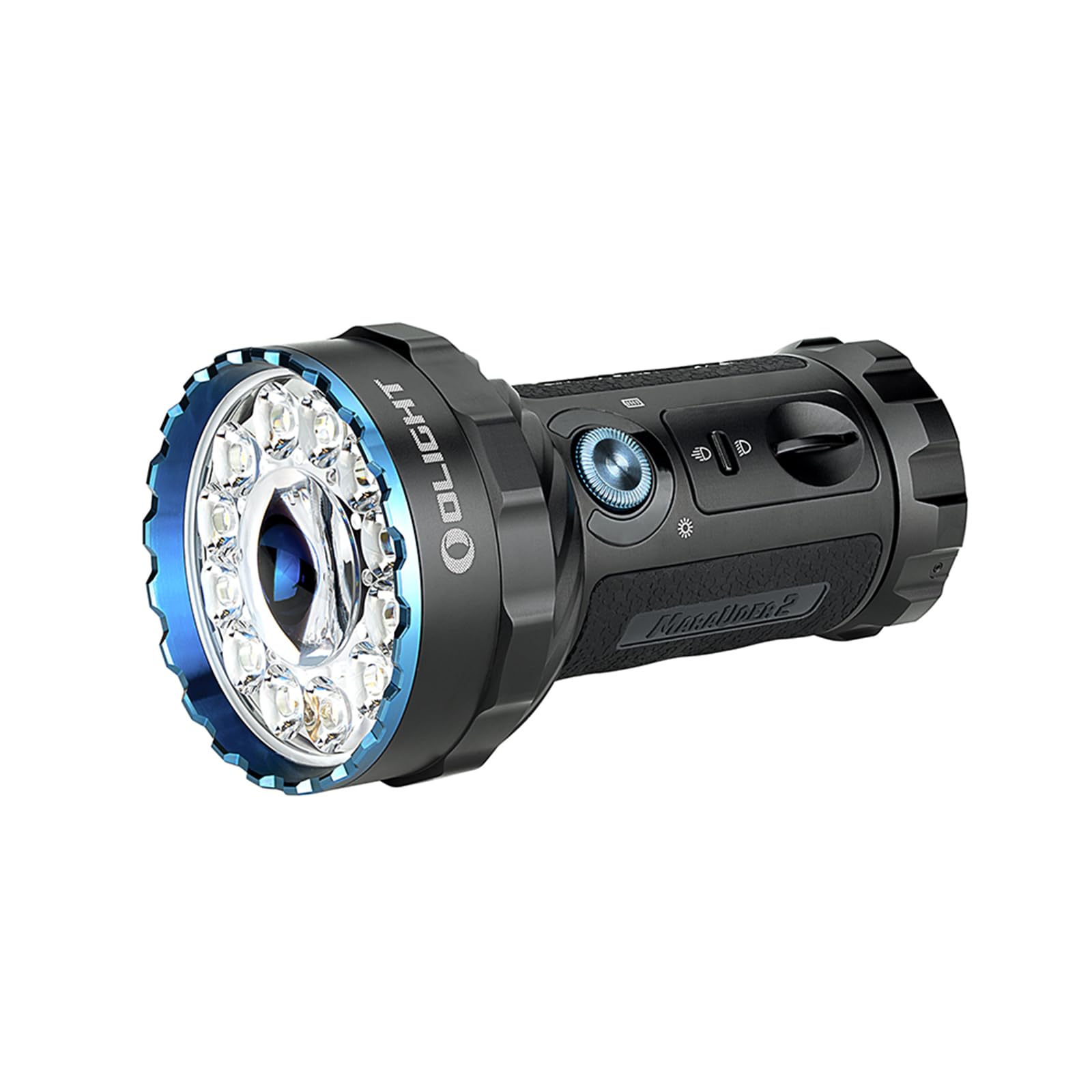 Olight Marauder 2 14000 Lumens Rechargeable Flashlight - Ultra Bright Handheld Torch with 3 Built-in Batteries for Camping, Hiking, Emergency & Home Security Use