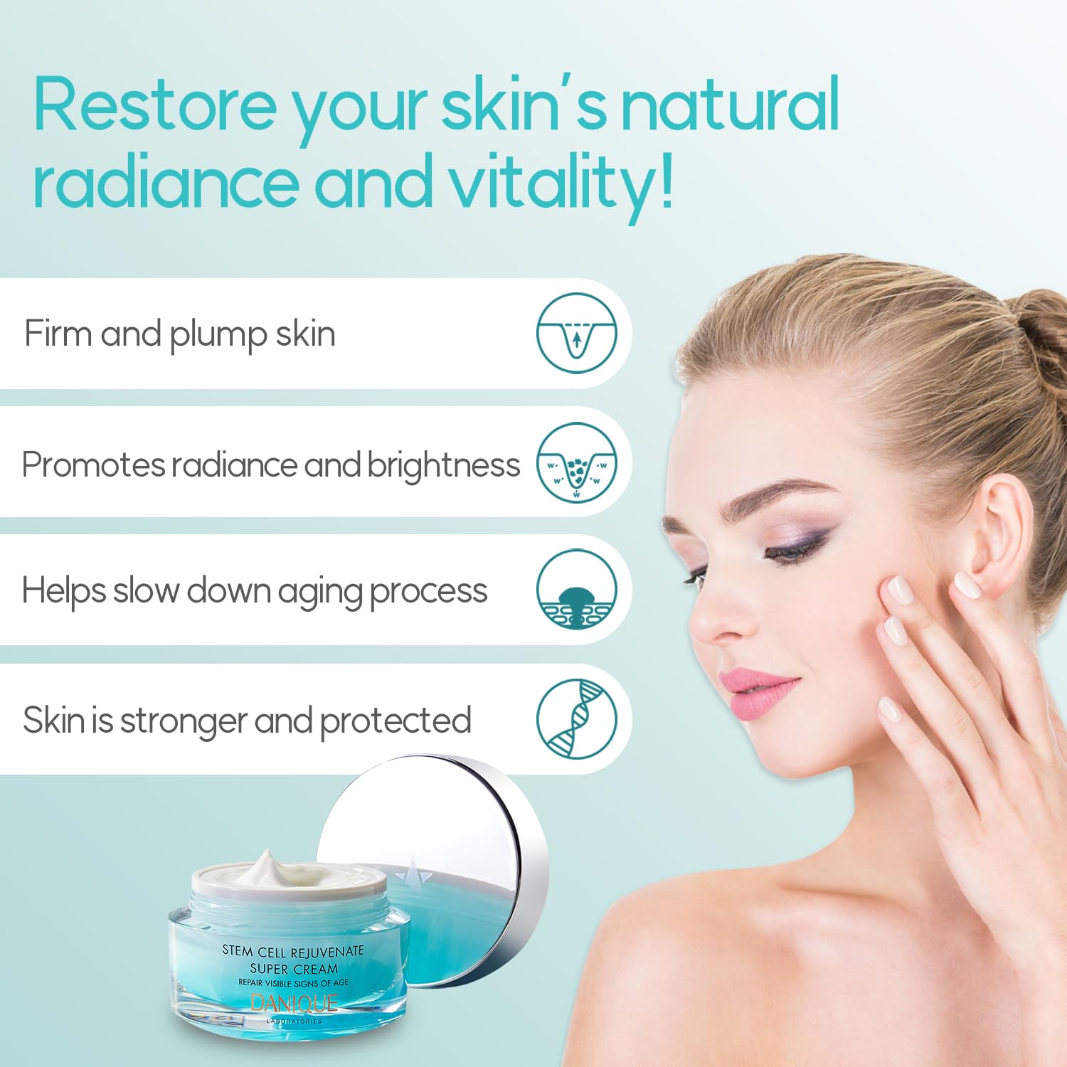 Danique Stem Cell Rejuvenate Super Cream - Korean Anti-Aging Face Moisturizer with Collagen Boost for Wrinkles & Firming | Day & Night Skincare Routine for Glowing Skin