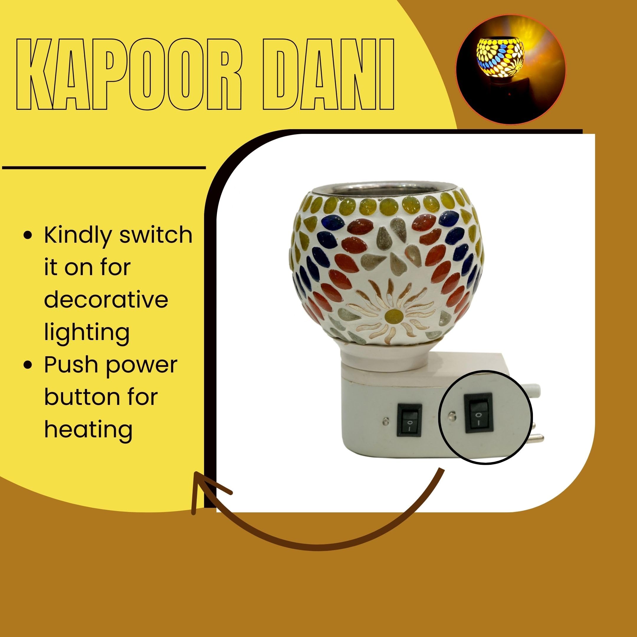 Premium Ceramic Aroma Diffuser & Night Light - Essential Oil Burner with On/Off Switch for Home Fragrance, Yoga, Meditation and Relaxation Spaces