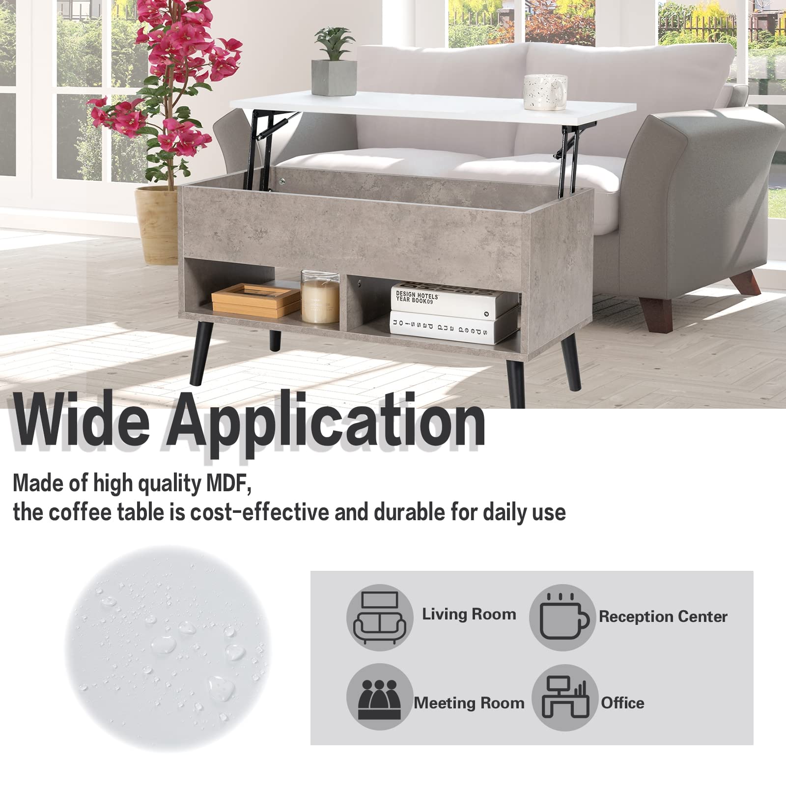 **Tangkula Lift Top Coffee Table with Storage - Wooden Lift Tabletop Dining Table, 2 Open Shelves & Hydraulic Lift Mechanism, 4 Pine Legs - Perfect for Living Room, Small Spaces & Multi-Functional Use**