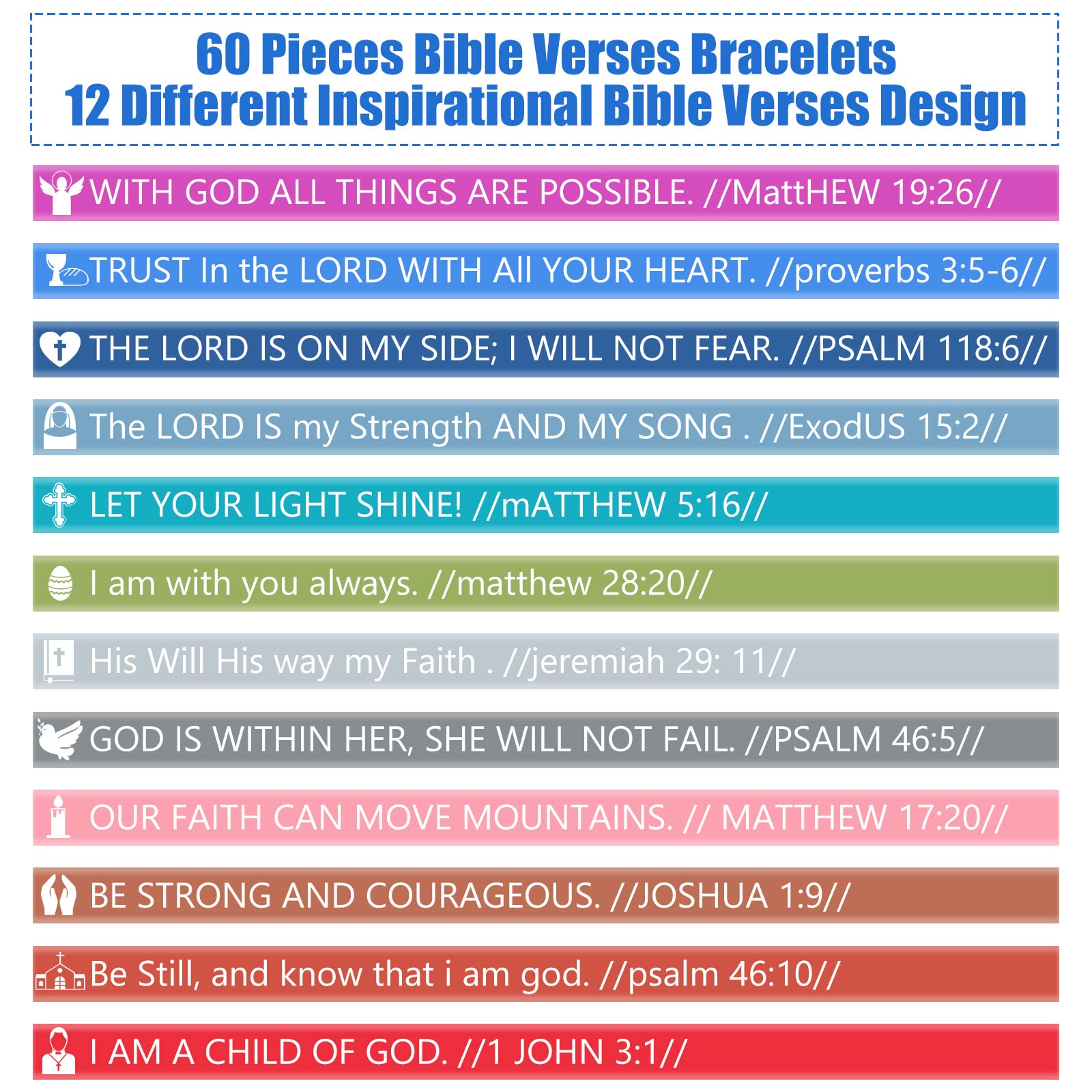 60 Pcs Christian Silicone Bracelets with Bible Verses - Inspirational Wristbands for Men, Women & Teens - Perfect for Church & Daily Wear