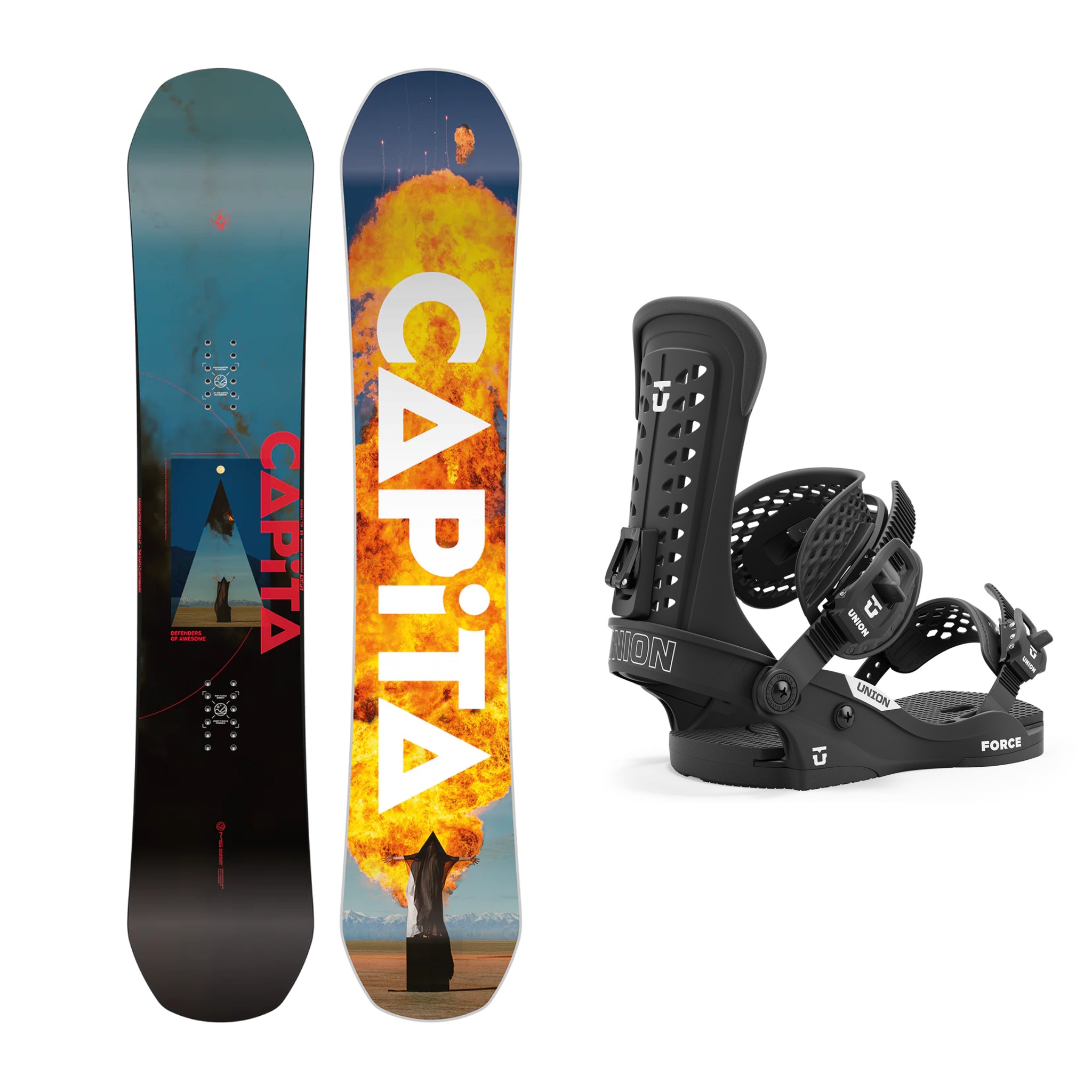 CAPiTA Defenders Of Awesome Snowboard with Union Force Classic Bindings 2025 - Best Freestyle Snowboard for Park & Powder Riding | Perfect for All-Mountain Terrain and Backcountry Adventures