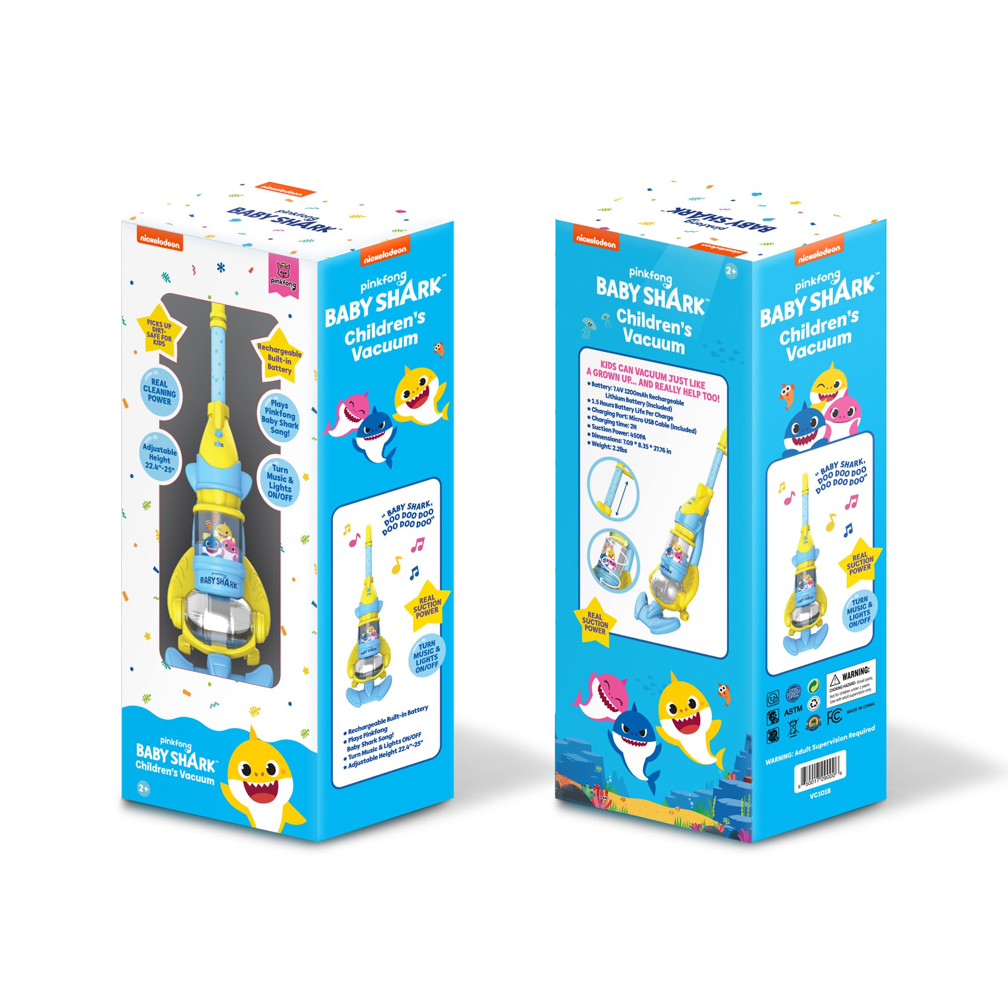 Pinkfong Baby Shark Kids Vacuum Cleaner Toy - Functional Toddler Vacuum with Lights & Realistic Sounds - Pretend Play Cleaning Toy for Boys & Girls Ages 2-5 - Perfect for Imaginative Play & Early Childhood Development