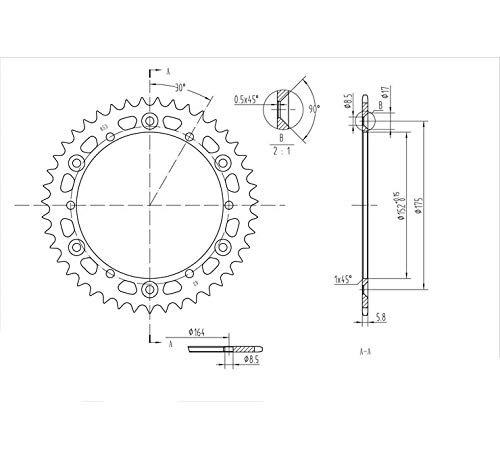 BikeMaster Rear Steel 43 Tooth Sprocket for Yamaha YZ125 1993-1996 - Durable Motorcycle Replacement Part for Off-Road & Motocross Racing