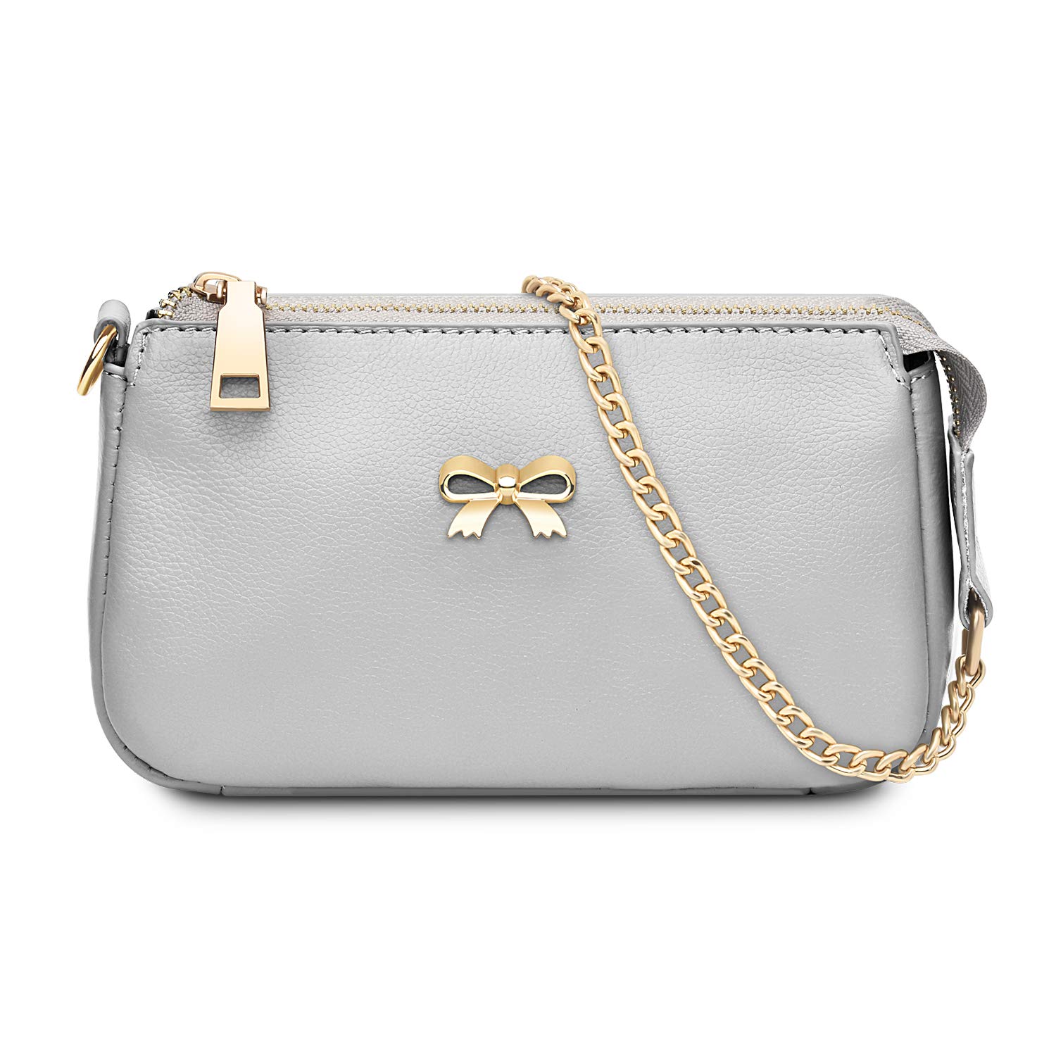 Genuine Leather Clutch for Women - Wedding & Party Evening Bag with Chain