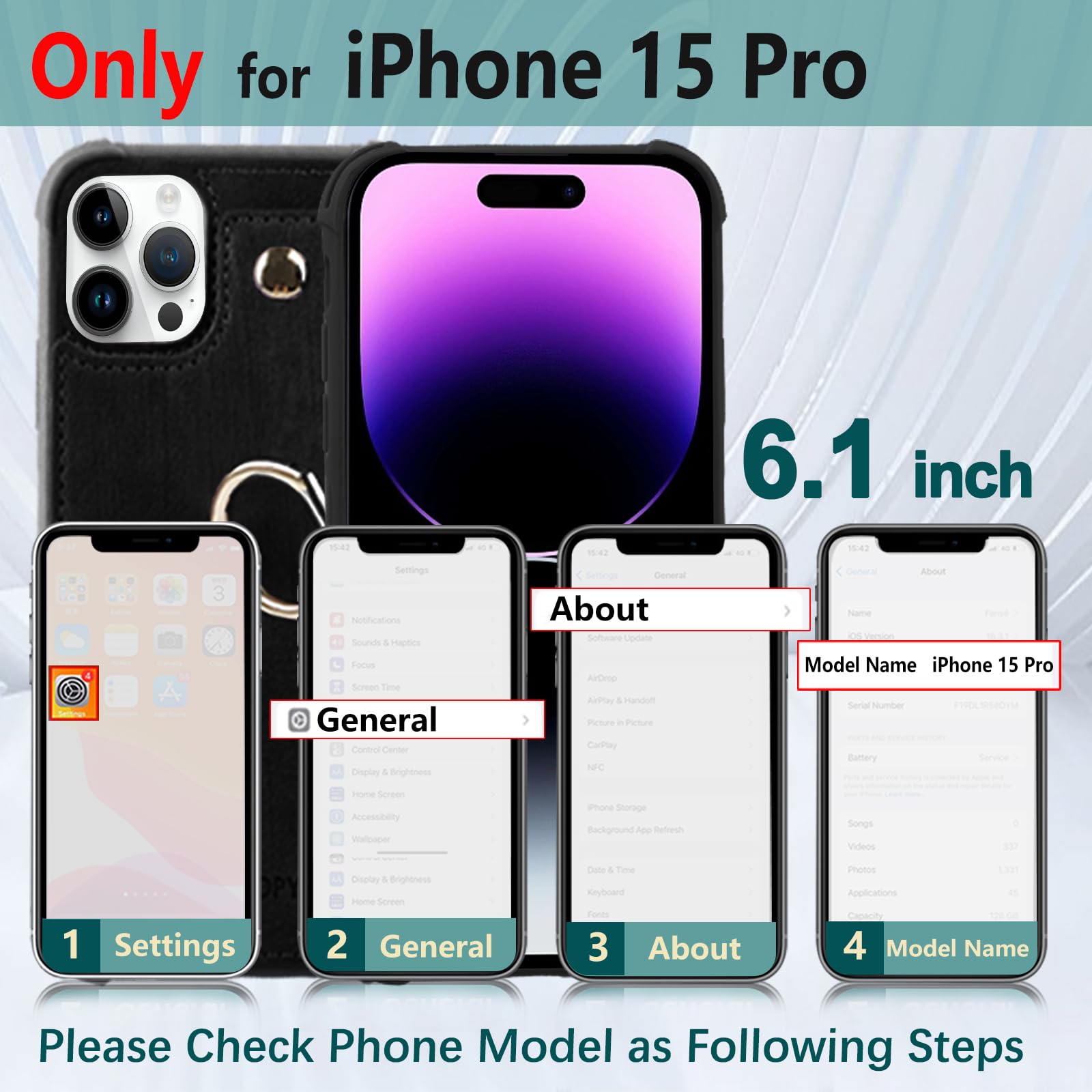 Premium Leather iPhone 15 Pro Wallet Case with Credit Card Holder - 6.1