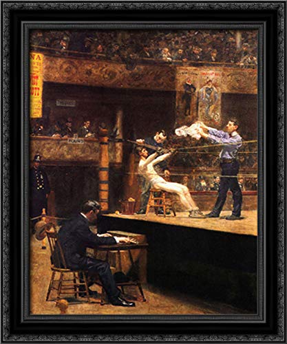 Thomas Eakins 20x24 Black Ornate Wood Framed Canvas Art - Between Rounds Painting - Elegant Wall Decor for Living Room, Bedroom & Office