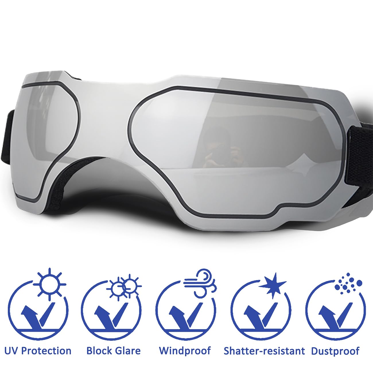 UV Protection Dog Goggles for Medium Dogs - Adjustable Strap, Windproof & Snowproof Pet Sunglasses - Eye Protection for Hiking, Running, Beach & Outdoor Adventures