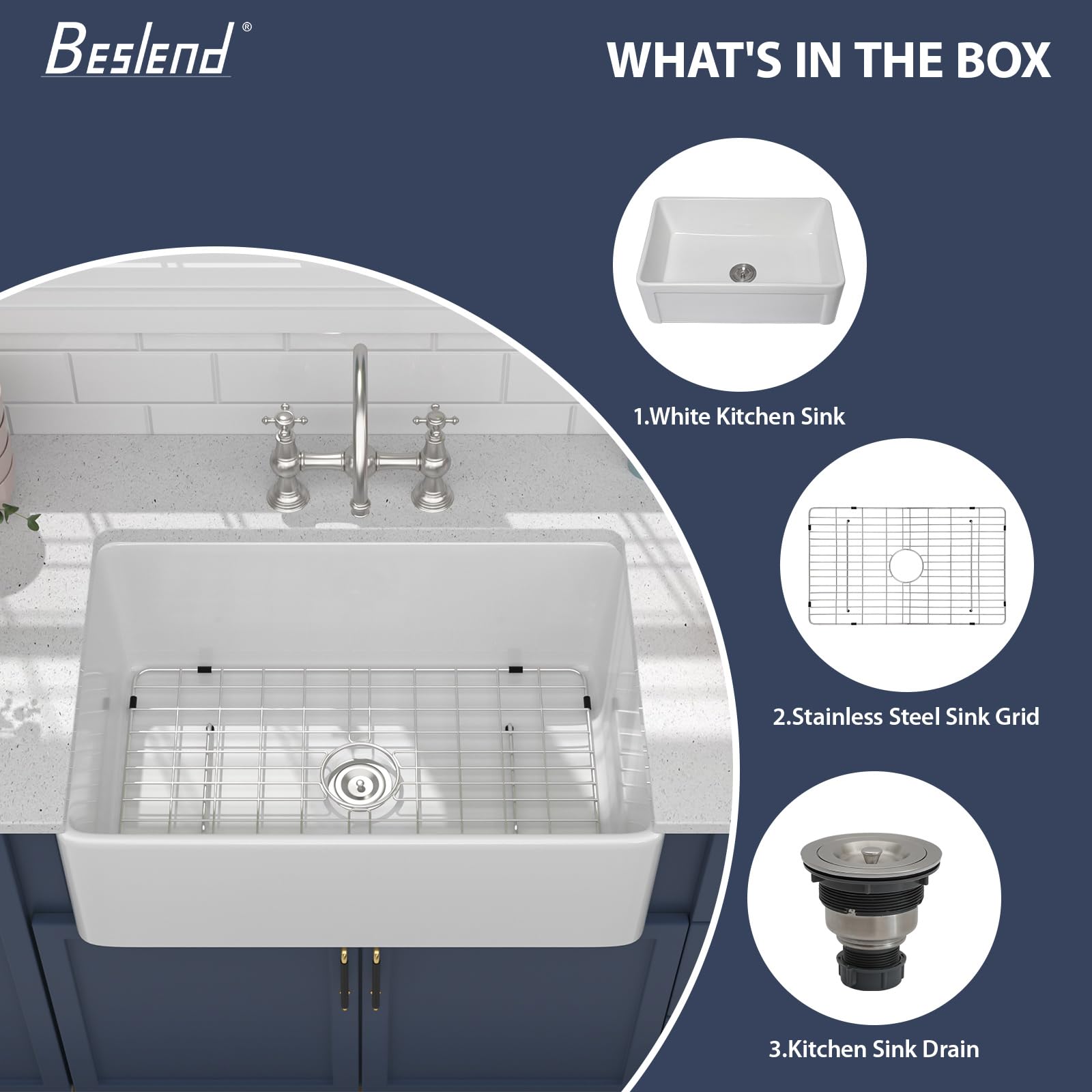 30x20 Inch White Fireclay Farmhouse Sink - Large Single Bowl Apron Front Undermount Kitchen Sink for Rustic & Modern Farmhouse Kitchens | Perfect for Food Prep, Dishwashing & Farmhouse Style Decor