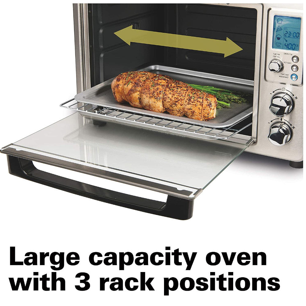Refurbished Hamilton Beach 31190C Stainless Steel Digital Convection Toaster Oven with Full Warranty | Countertop Baking, Broiling & Toasting for Kitchen
