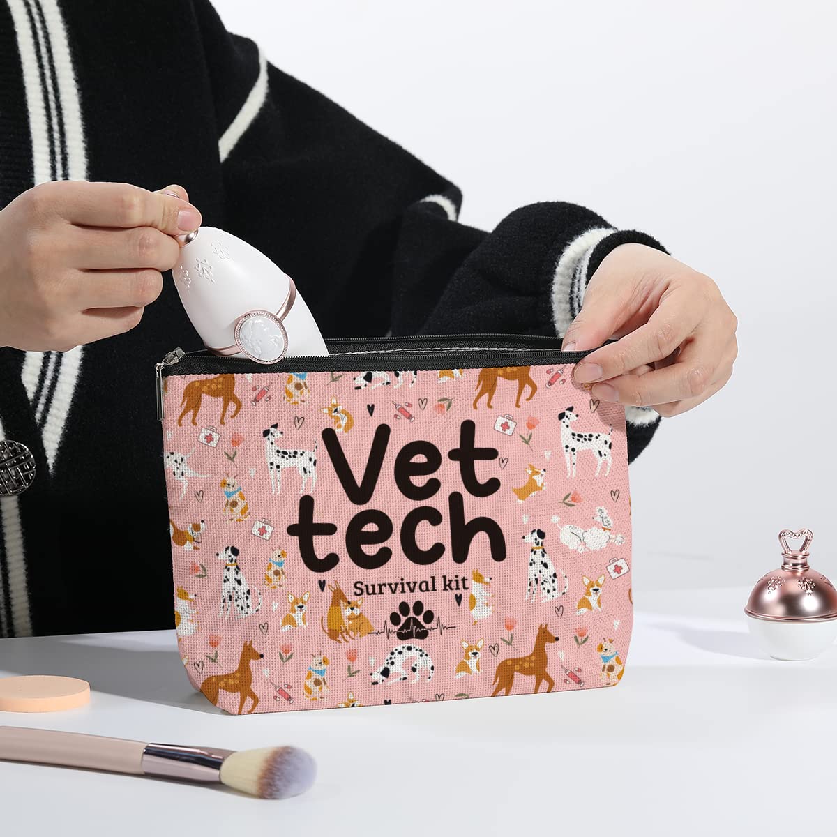 Veterinarian Graduation Gift - Vet Tech Makeup Bag Organizer with Zipper Pouch | Travel Toiletry Kit for Vet Students & Professionals | Perfect for Clinics, Hospitals & On-the-Go