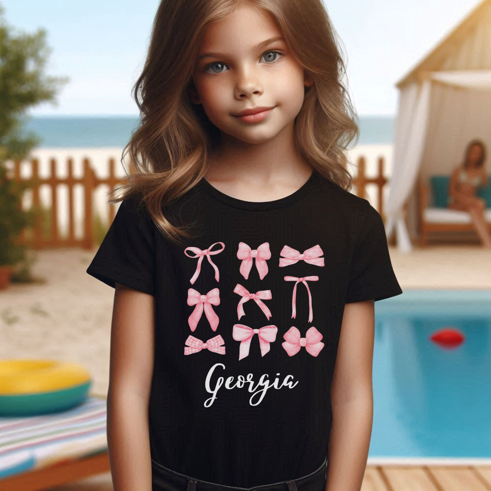 Personalized Coquette Bow T-Shirt - Custom Name & Design for Women & Girls | Perfect for Birthdays, Parties & Casual Wear