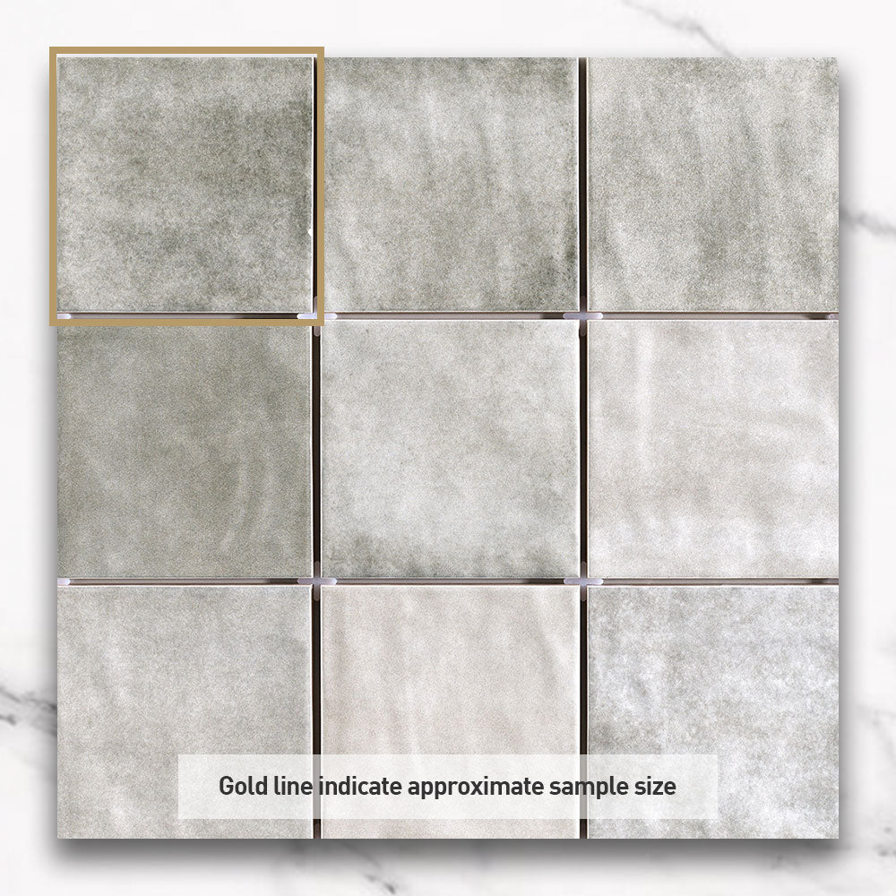 Premium Marrakesh Ash Grey 120x120mm Zellige Matte Square Tile - Perfect for Kitchen Backsplash, Bathroom Walls & Mediterranean Style Home Decor