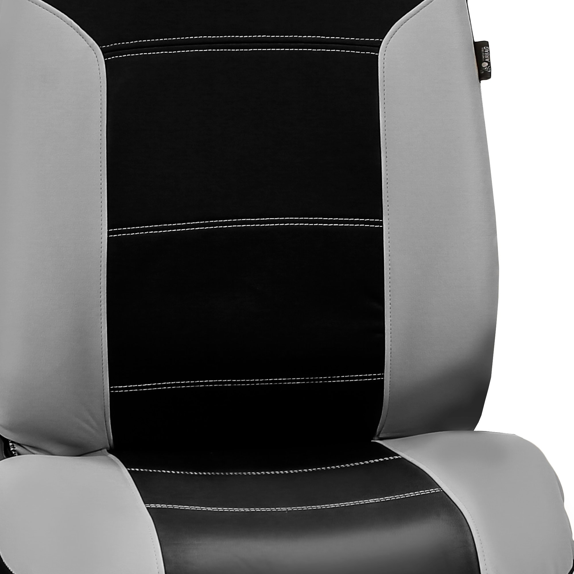Premium FH Group PU Leather Car Seat Covers Full Set - Universal Fit 1-Piece Front & Split Bench Rear Seat Covers | Airbag Compatible for SUV, Sedan, Truck (Gray/Black) | Waterproof & Comfort Upgrade for Road Trips, Daily Commute