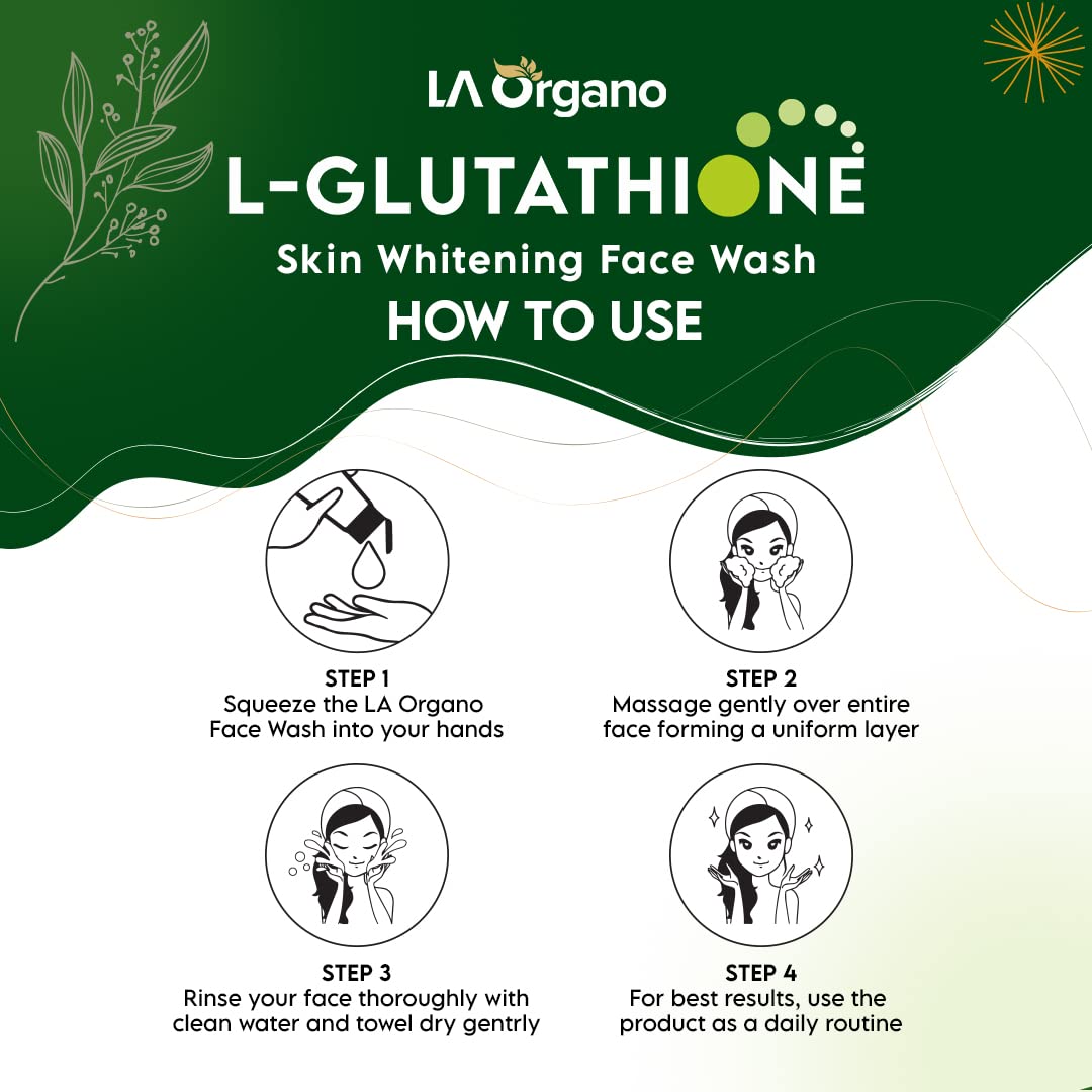 LA Organo Glutathione Brightening Face Wash 100g - Skin Whitening & Anti-Aging Cleanser for Glowing Complexion - Pack of 1 | Perfect for Daily Skincare Routine & Travel