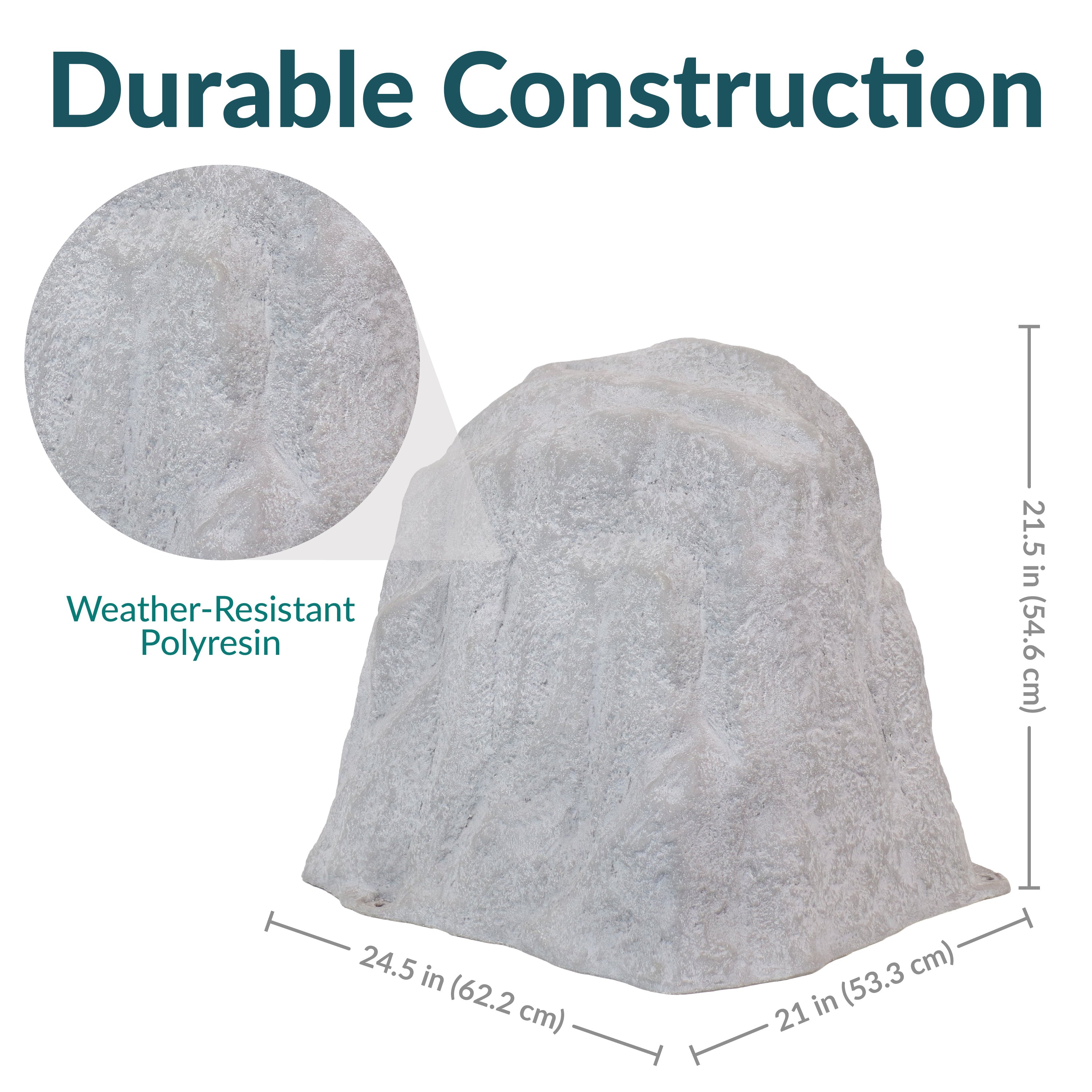 Sunnydaze Polyresin Landscape Rock Cover with Stakes - Decorative Yard Rock Cover for Outdoor Garden, Lawn, and Patio - Weatherproof and UV Resistant - Perfect for Hiding Utility Boxes, Cables, and Unsightly Areas