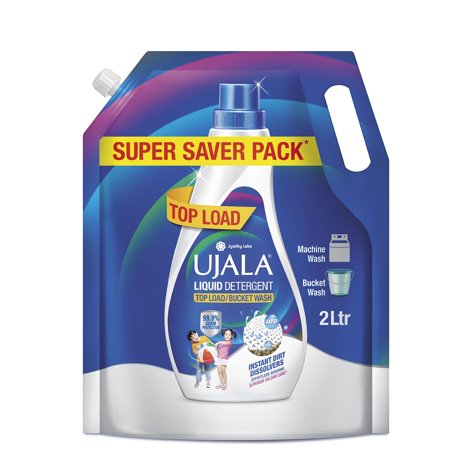 Ujala Top Load Liquid Detergent Super Saver 2L Refill Pack - Powerful Stain Removal, Color Protection & Fresh Fragrance | Best for Bucket Washing & Top Load Machines | Perfect for Family Laundry, Heavy-Duty Cleaning & Everyday Use
