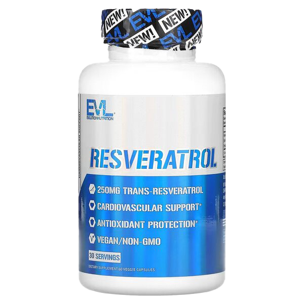 EVLution Nutrition Resveratrol 500mg - 60 Vegan Capsules - Antioxidant Supplement for Heart Health & Anti-Aging - Supports Cellular Health & Immune System - Perfect for Daily Wellness Routine