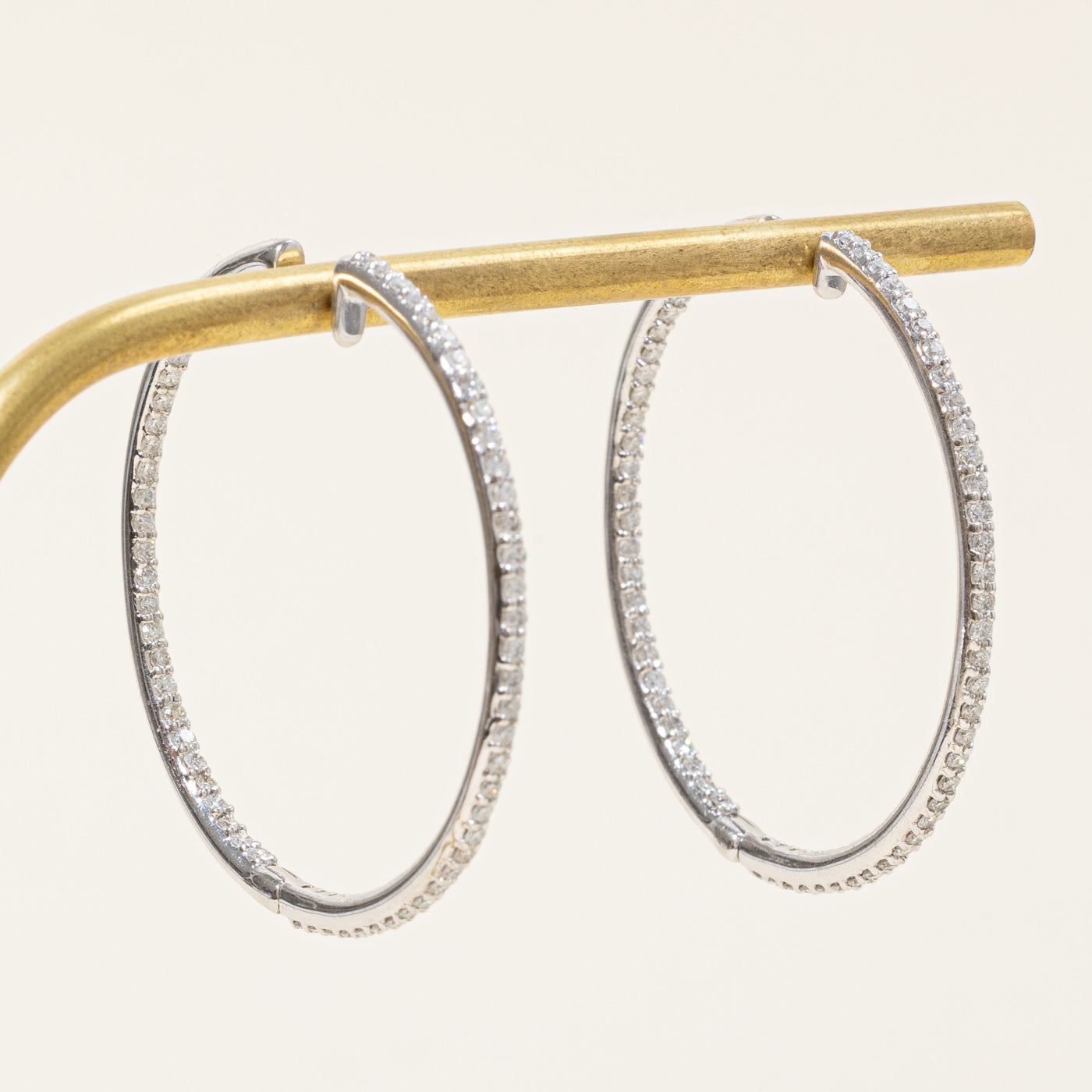 1.28ctw Large Diamond Hoop Earrings for Women - 14K Gold Plated Dangle Earrings for Everyday Wear & Special Occasions