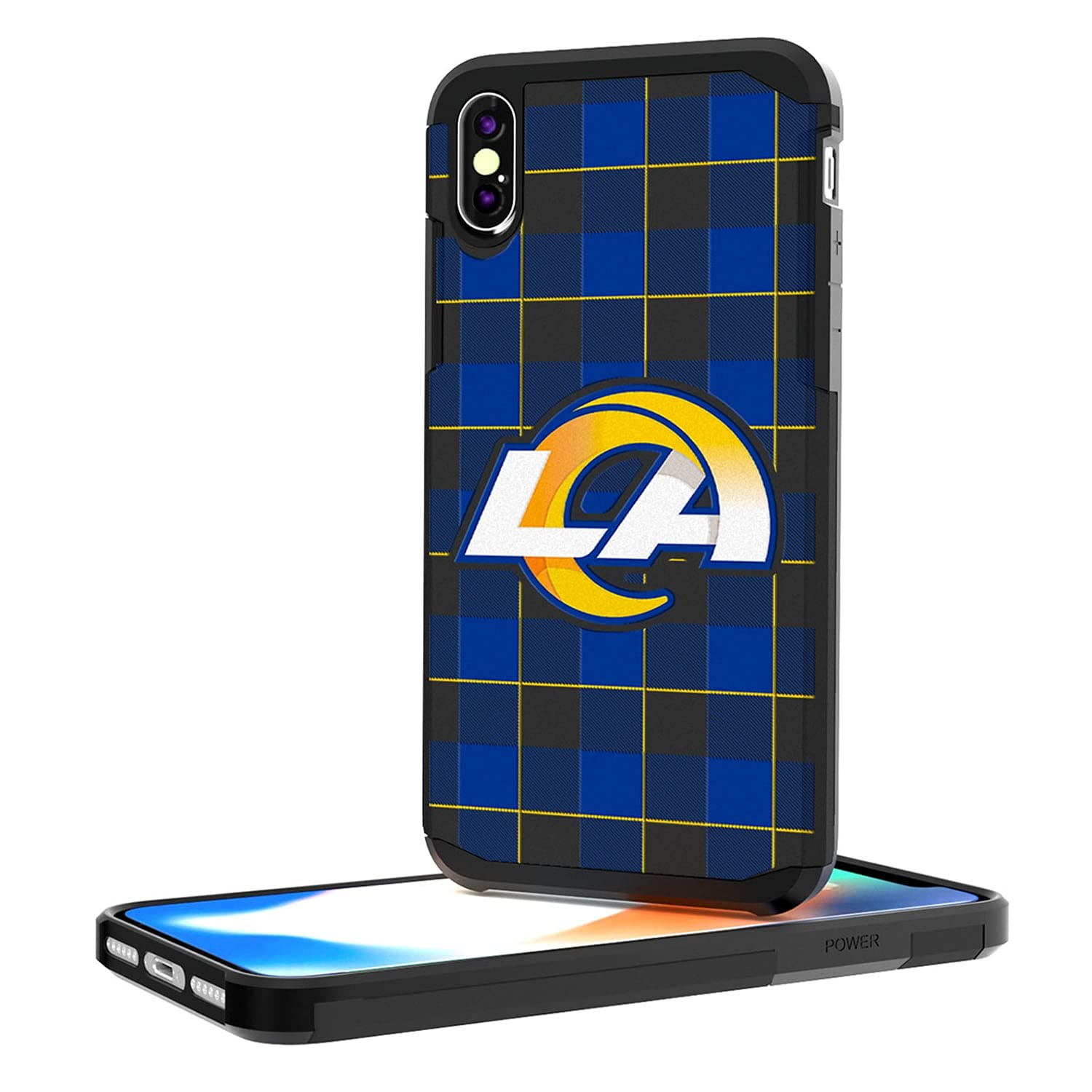 Los Angeles Rams iPhone Case - Rugged Plaid Design Protective Cover for iPhone 12/13/14 Pro Max - Durable Shockproof & Anti-Scratch Phone Case for Football Fans (Game Day, Tailgating, Outdoor Activities)