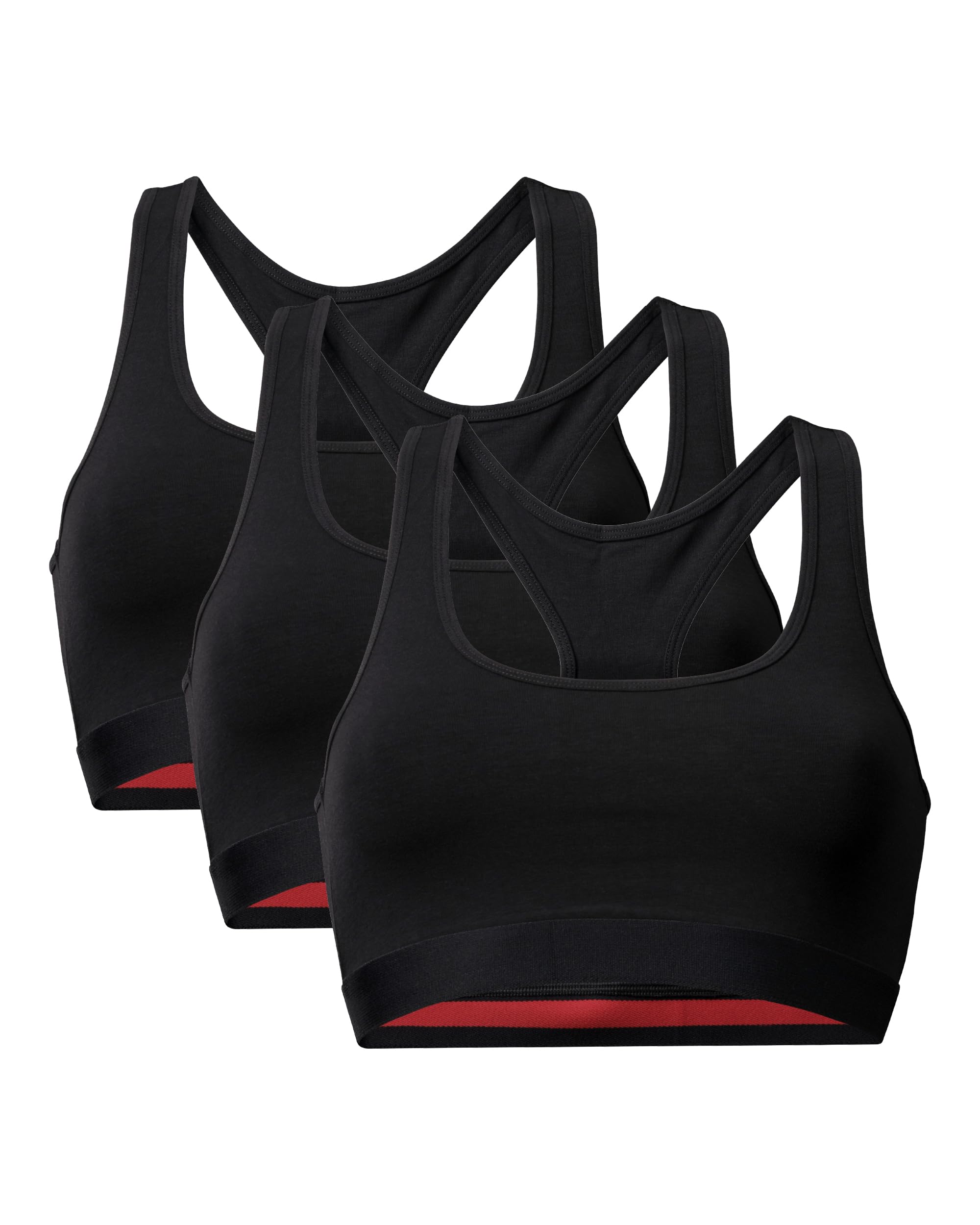 DANISH ENDURANCE Women's Organic Cotton Bralettes - Non-Wired, Racerback, Comfortable Multipack (1 or 3 Pack) - Perfect for Yoga, Workouts & Everyday Wear