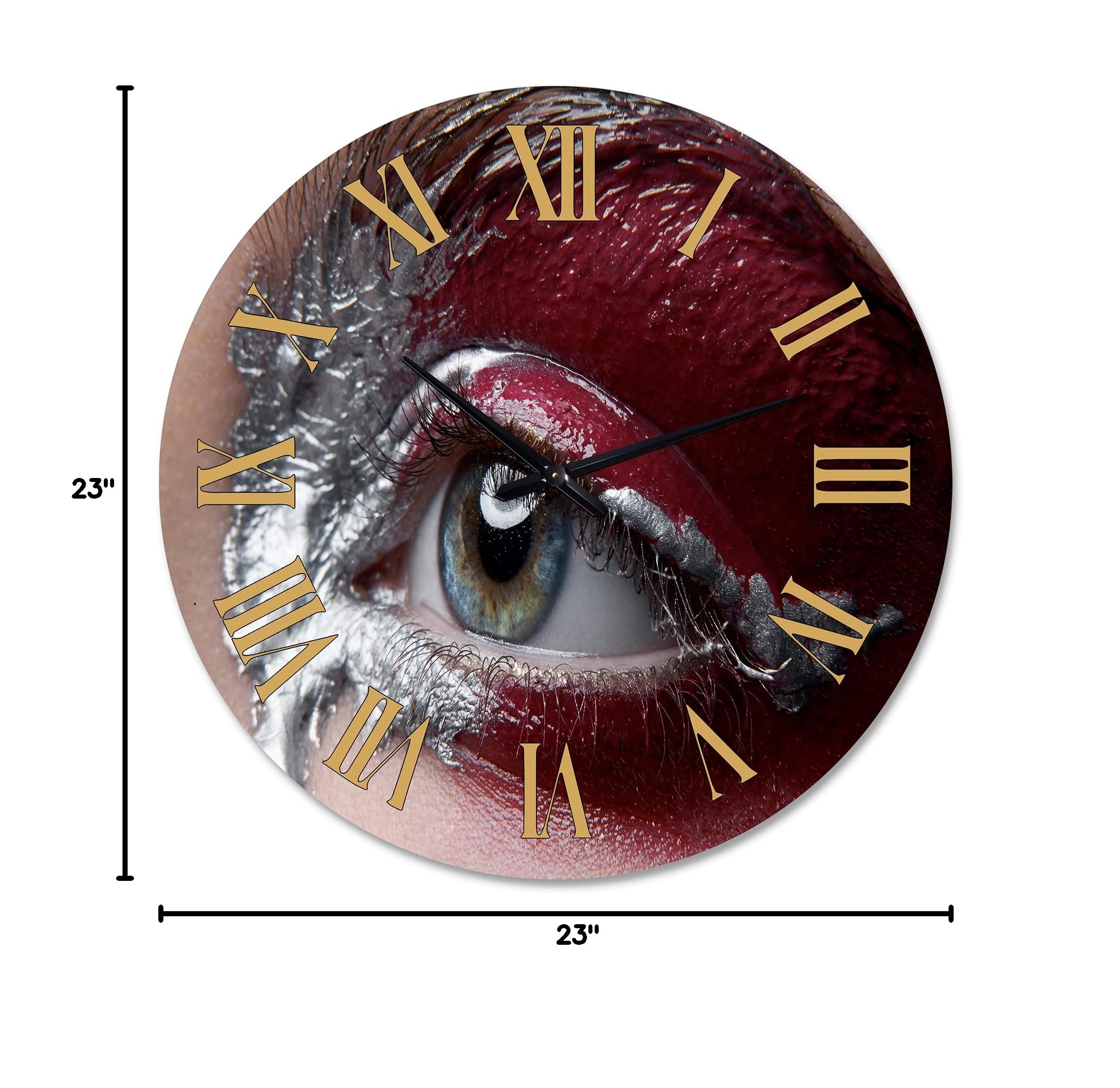 DesignQ Modern Large Wall Clock - Stylish Retouched Photo Design for Bedroom, Living Room, Office & Home Decor