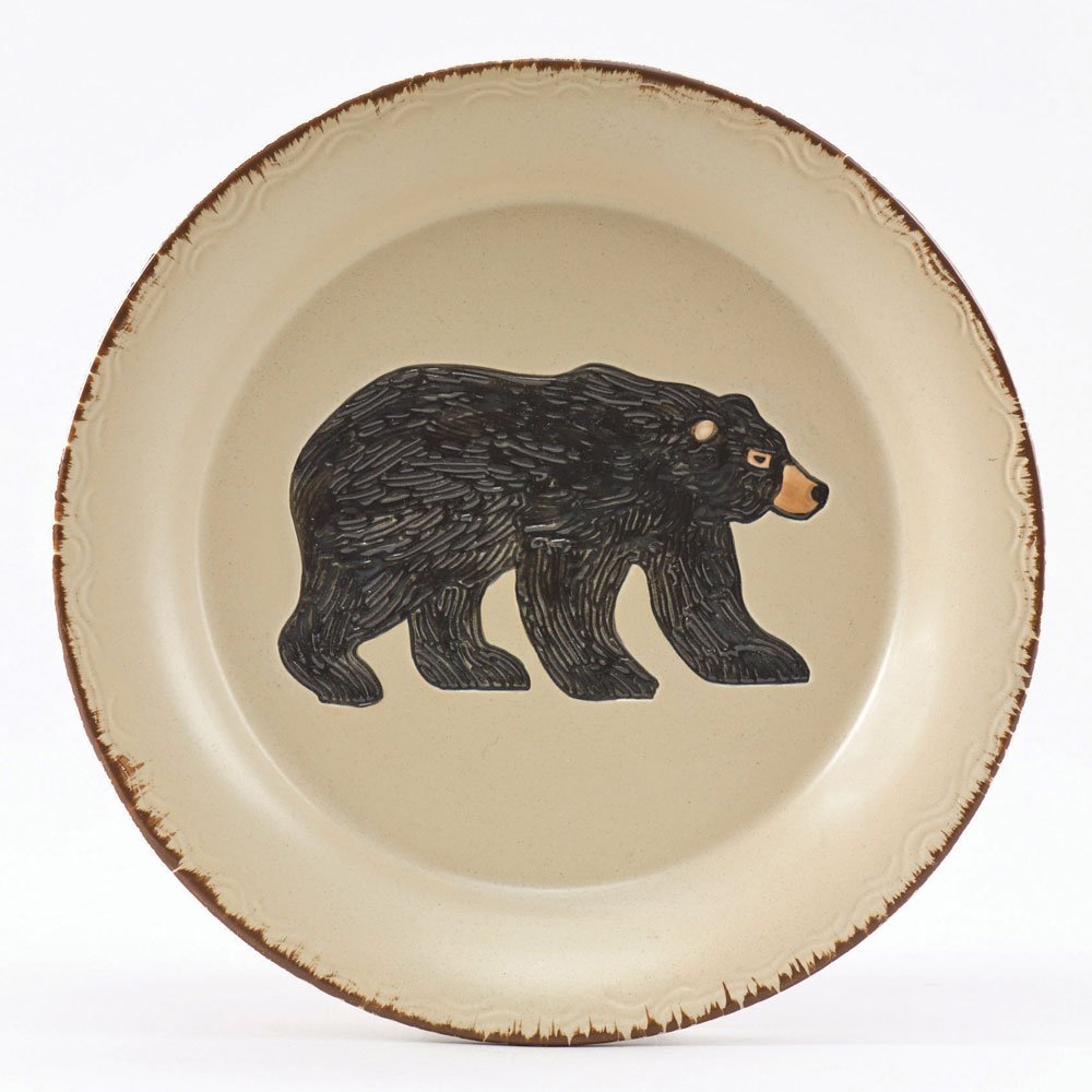 Rustic Retreat Bear Salad Plates Set of 4 - Handcrafted Ceramic Dinnerware for Cabin, Lodge & Farmhouse Decor - Perfect for Family Gatherings, Holiday Meals & Rustic Table Settings