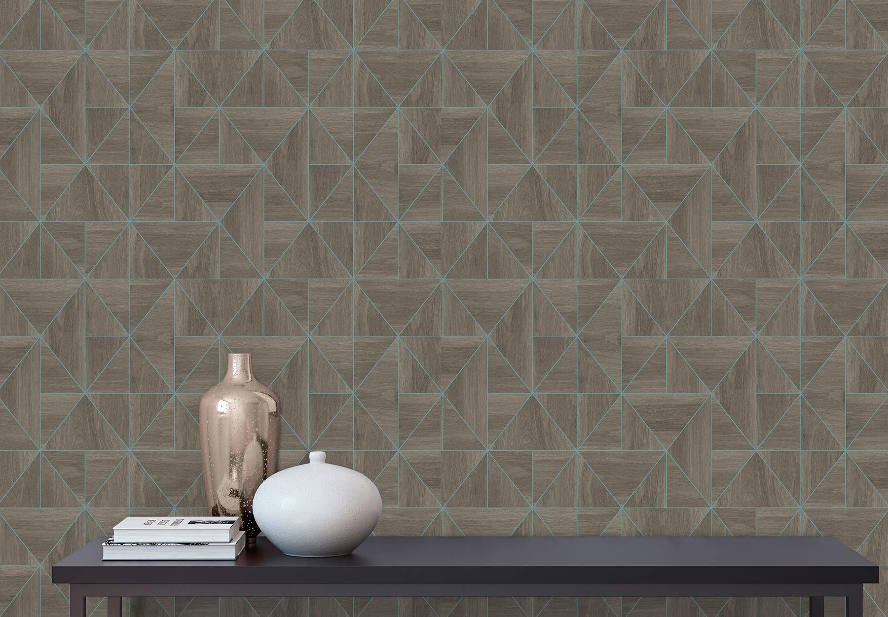 A-Street Prints Cheverny Coffee Geometric Wood Wallpaper - Peel and Stick Self-Adhesive Wallpaper for Living Room, Bedroom, Home Decor (2908-25322)
