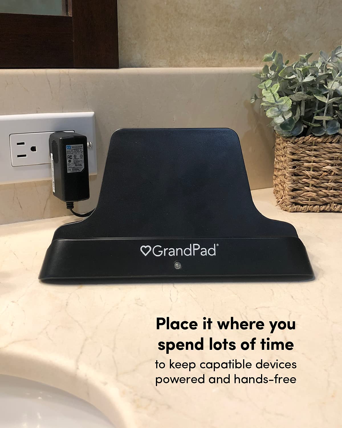 Fast Wireless Charging Dock for GrandPad Tablet - Qi-Certified Charger for Seniors & Elderly - Perfect for Home, Office & Travel Use