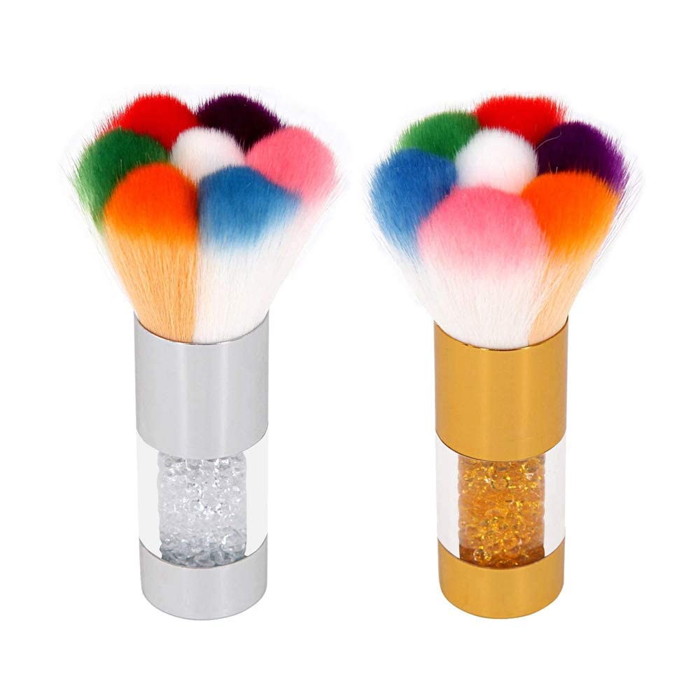 KIRa Nail Art Dust Remover Brush - 2 Pack Professional Nail Powder Cleaner for Acrylic & UV Gel, Rhinestones & Makeup - Perfect for Salon, Home Manicures & Nail Art Designs